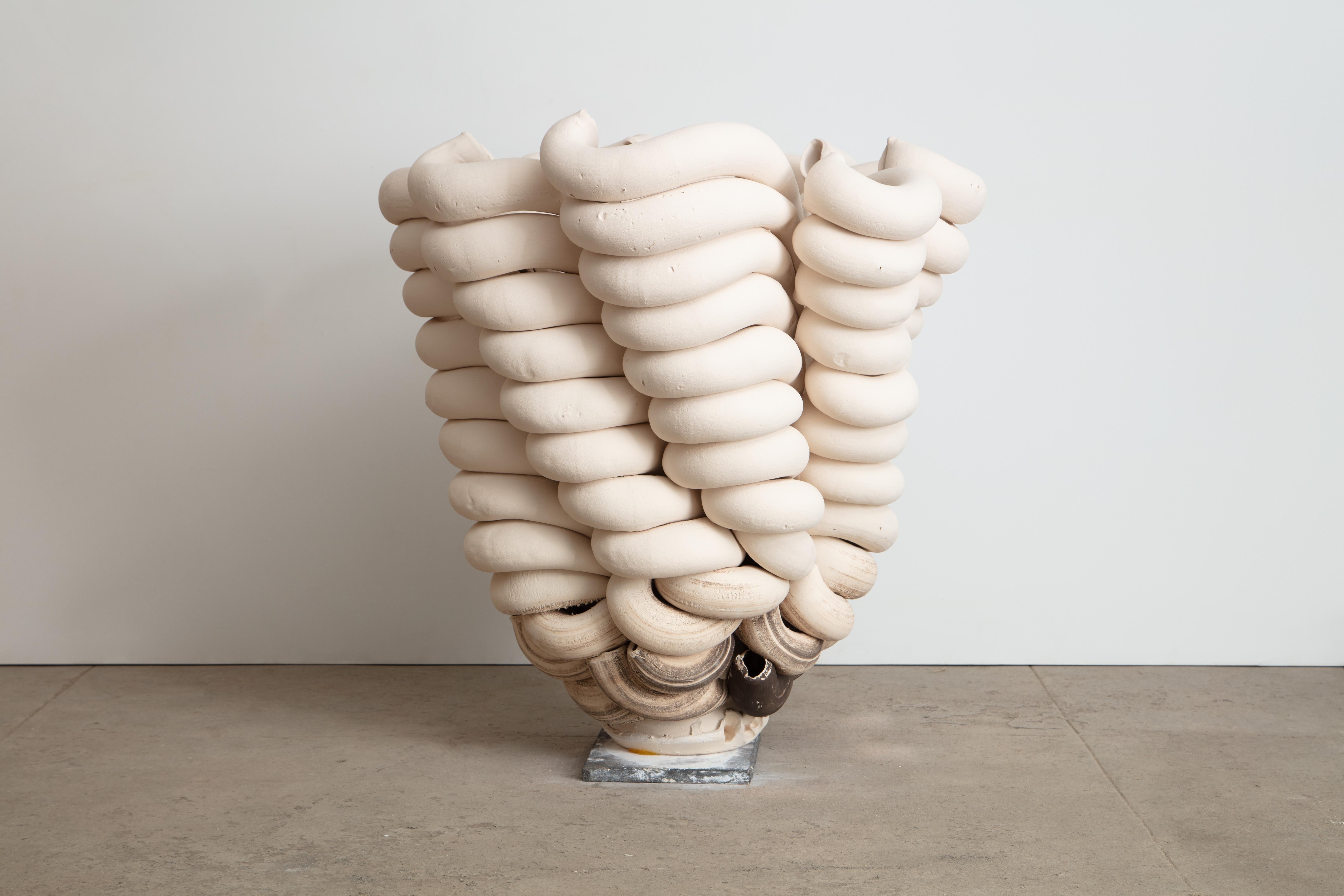Torbjørn Kvasbø Abstract Sculpture - Stack, White Unglazed