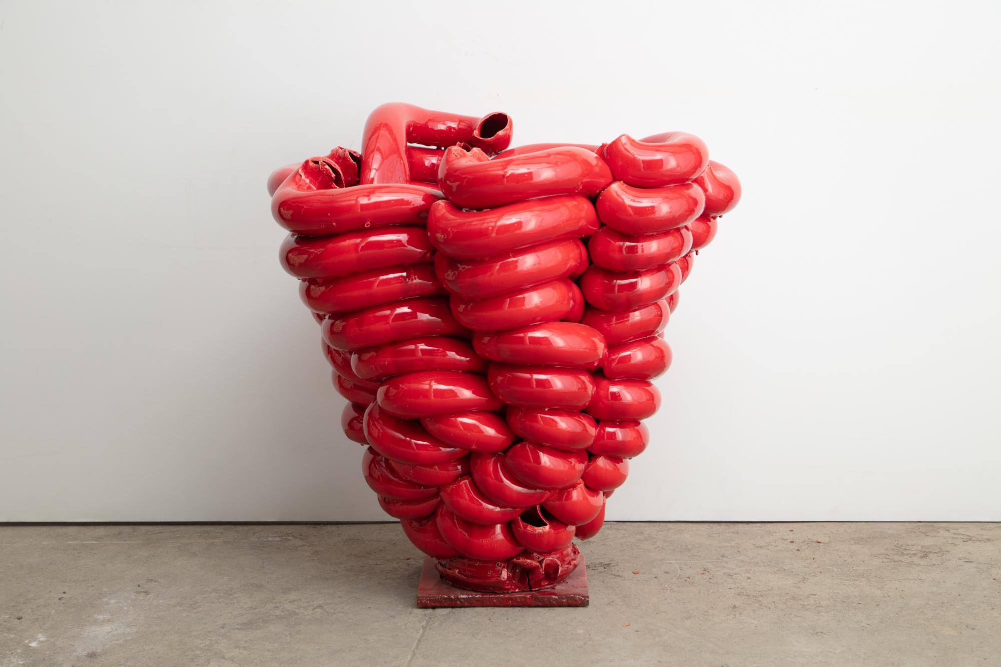 Stack, Red Glazed - Sculpture by Torbjørn Kvasbø