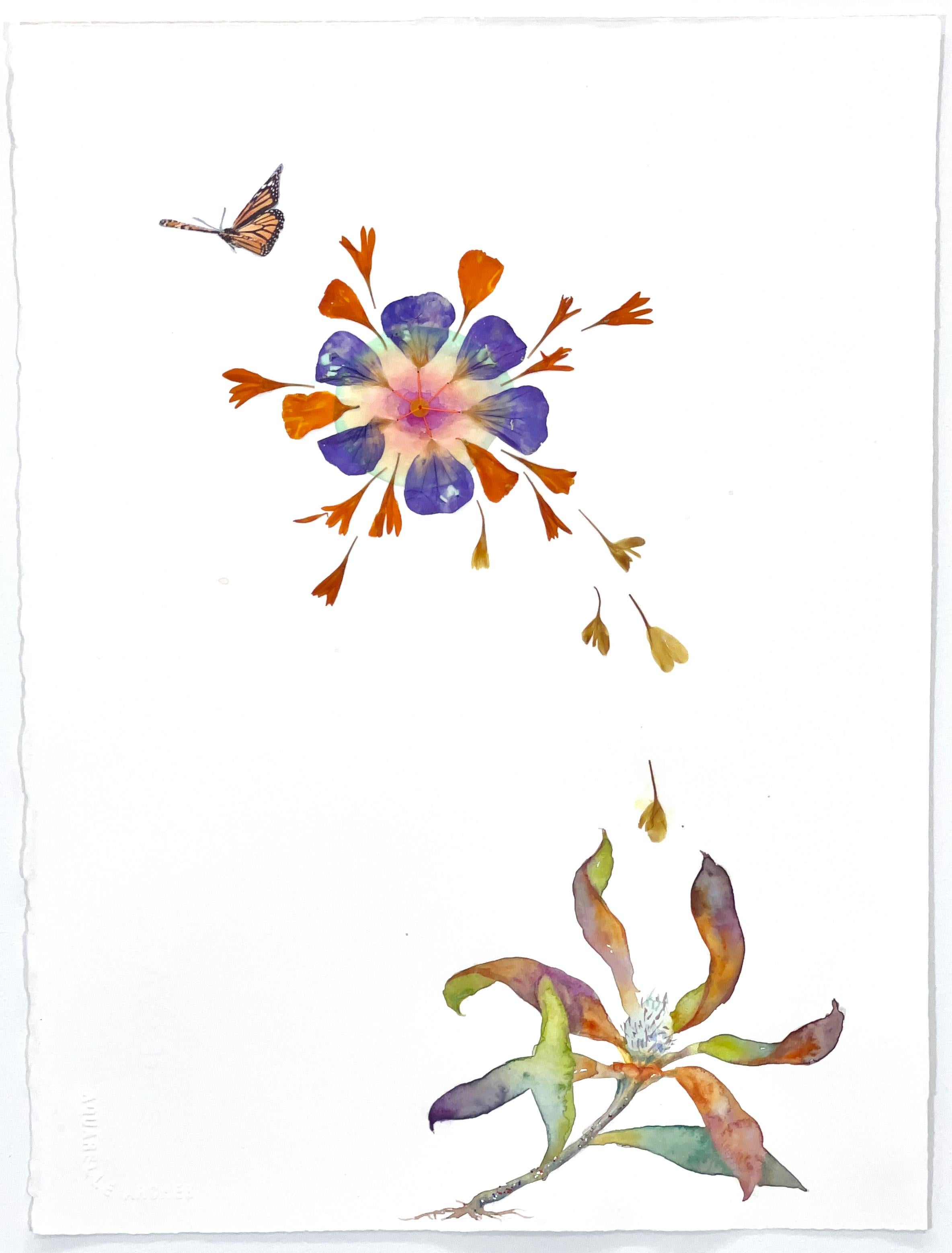 Marilla Palmer „Communicating Flowers“ – Aquarell und gepresste Blumen auf Papier