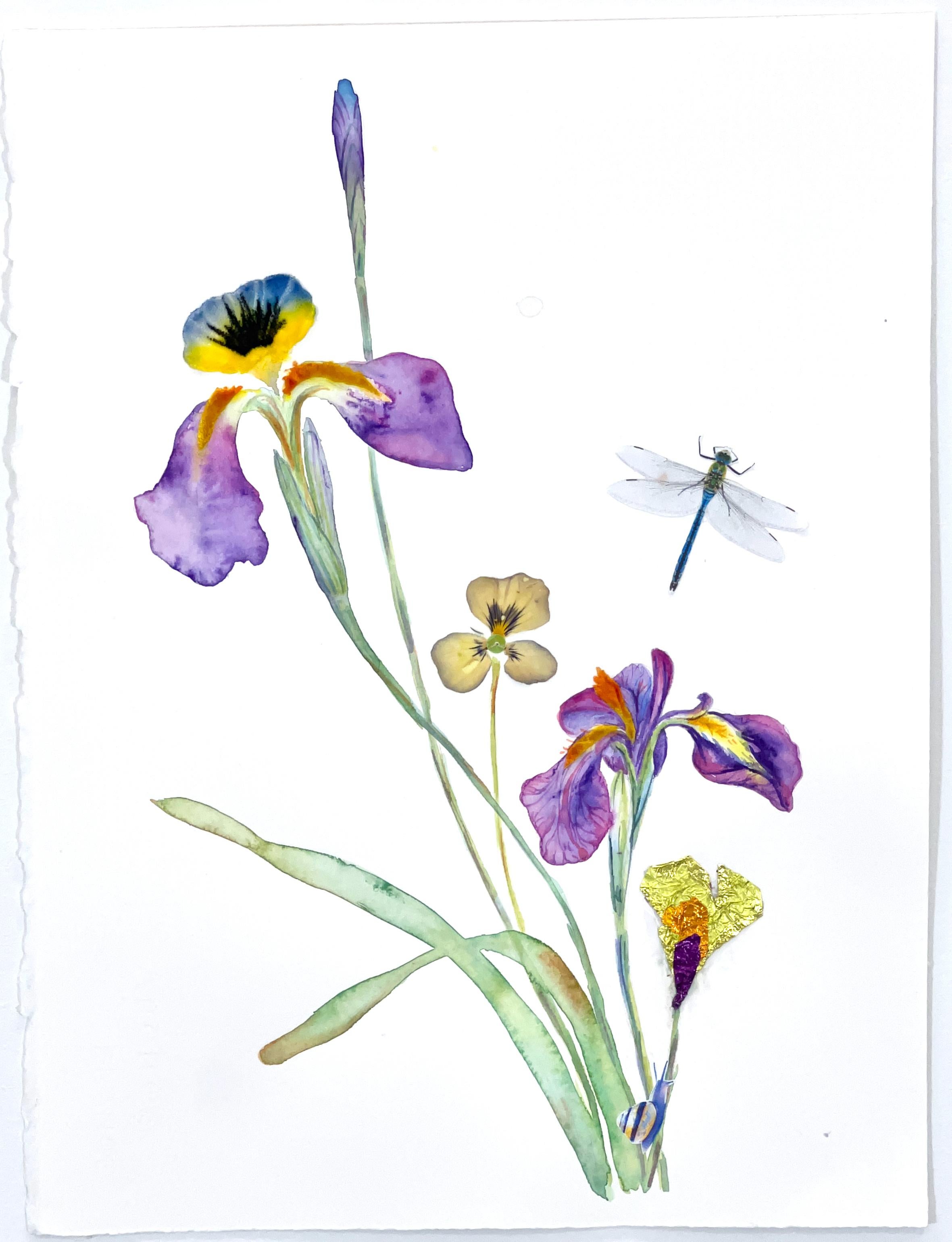 Marilla Palmer Waiting for Iris (Waiting for Iris) - Aquarelle et fleurs presses sur papier