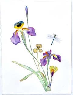 Marilla Palmer "Waiting for Iris" - Watercolor and Pressed Flowers on Paper