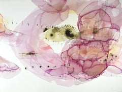 Ana Zanic: „Blush Nebula, W-2022-12-17“, Abstraktes Aquarellgemälde auf Papier