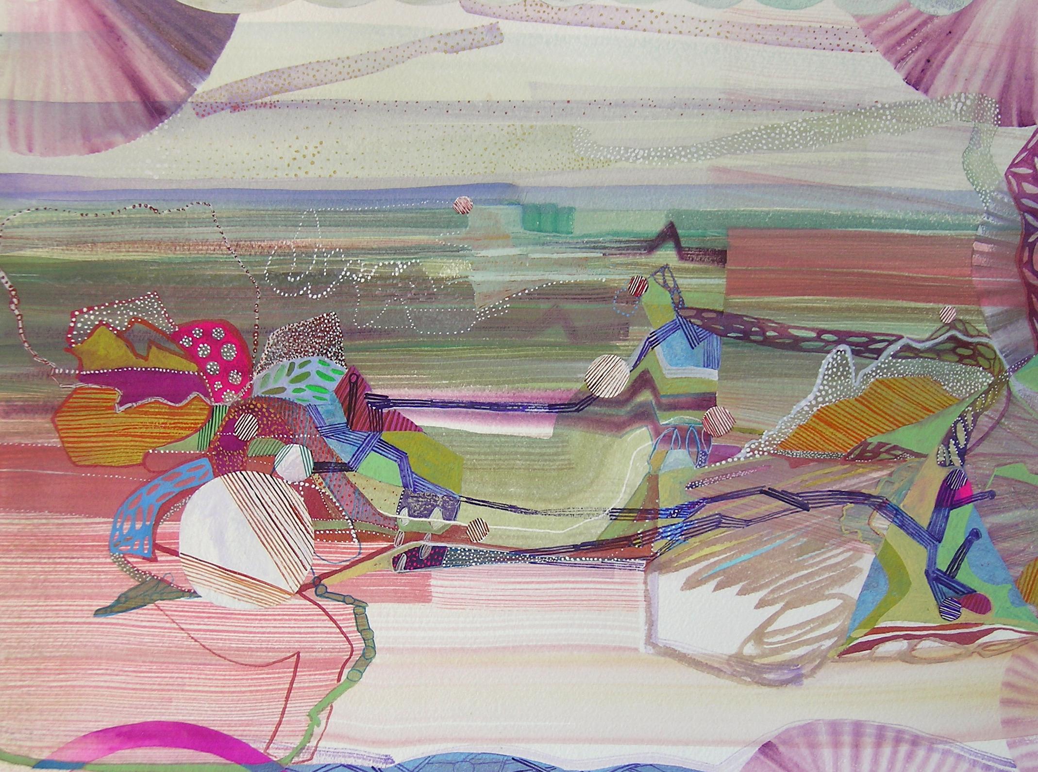 Josette Urso "Beach Day Violet" Acquerello su carta