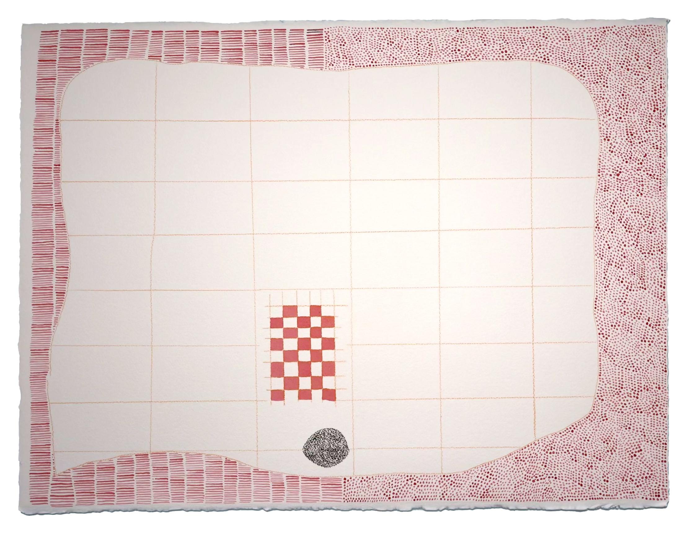 Maeve D'Arcy Abstract Drawing - "Cubic Crystal System" - acrylic, crayon, and pencil on paper