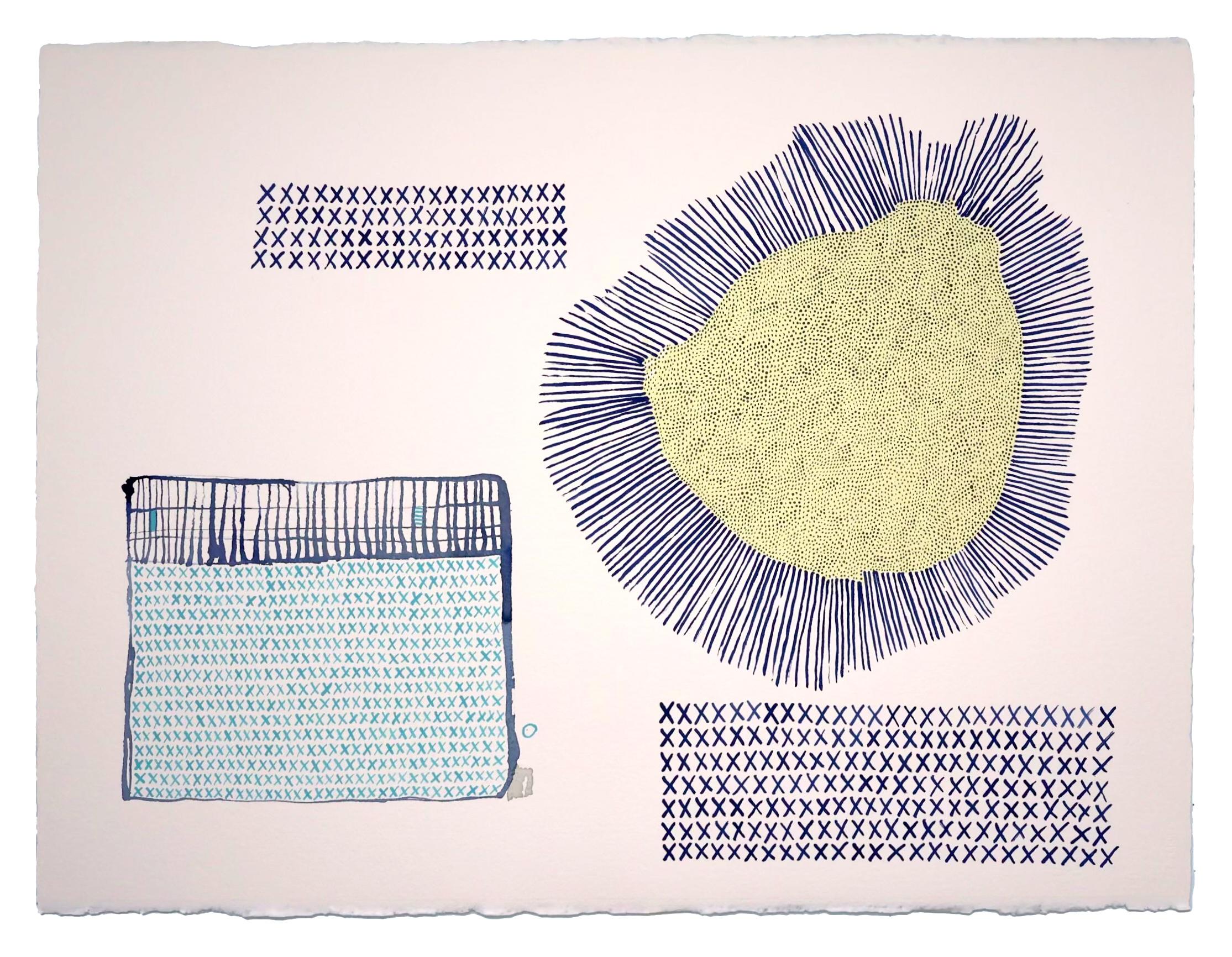 Maeve D'Arcy Abstract Drawing - "Tire Pressure" - acrylic on paper