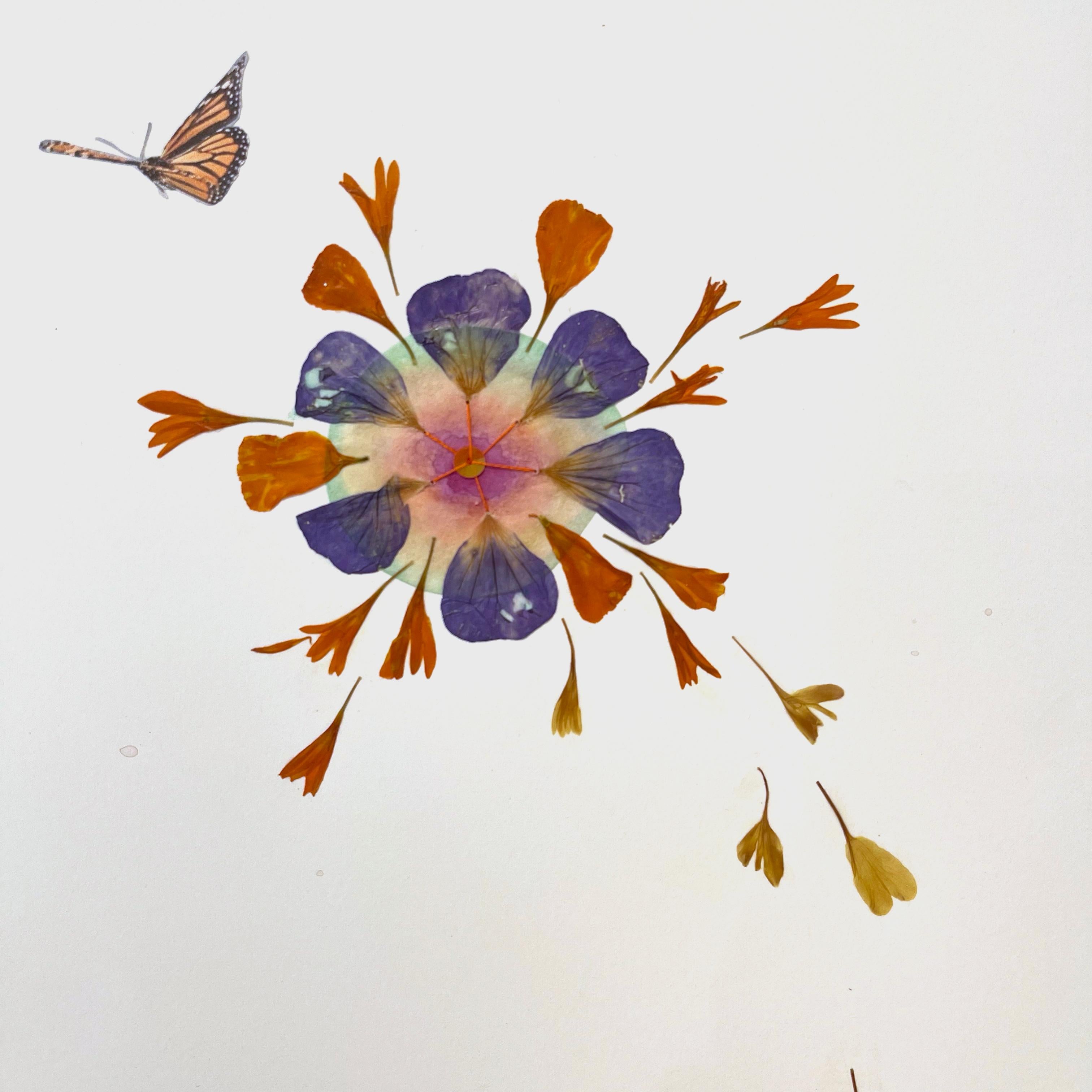 Marilla Palmer «Communicating Flowers » - Aquarelle et fleurs pressées sur papier en vente 2