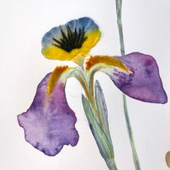Marilla Palmer "Esperando a Iris" - Acuarela y Flores Prensadas sobre Papel