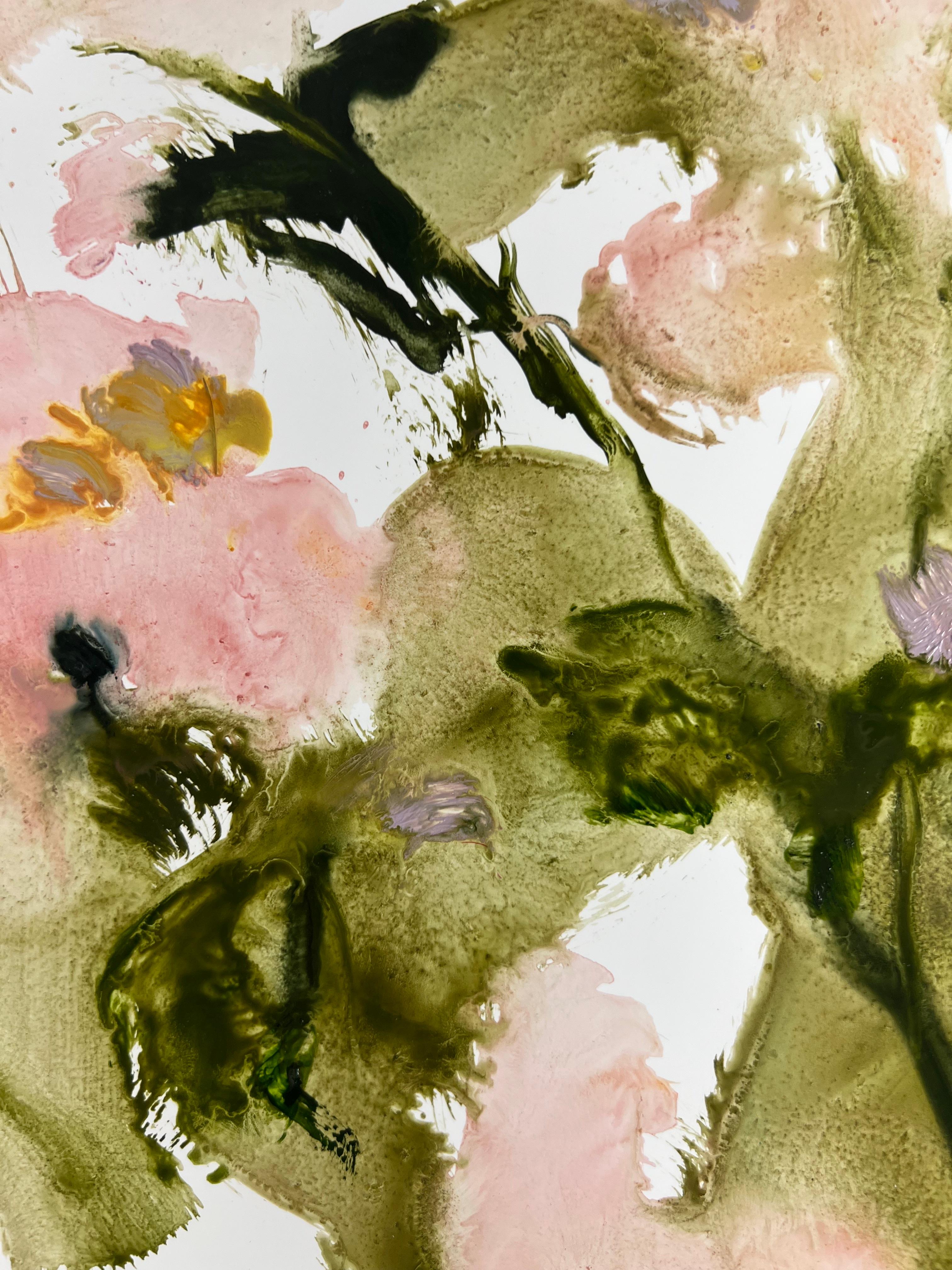 « Parkle Dust » 2025 huile sur papier Yupo 25 x 38 po. - Art de Tess Michalik