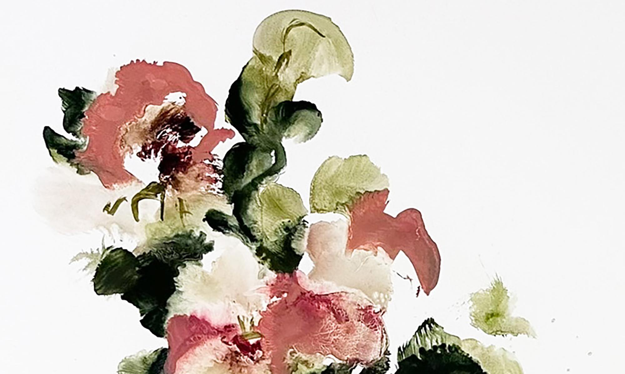 « Floral Escapades 1 & 2 » 2025 Huile sur yupo 38 x 25 po. - Art de Tess Michalik