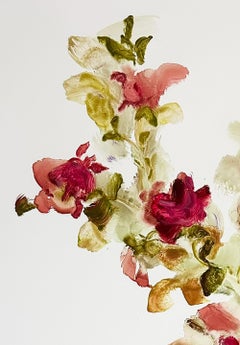 "Petali di peluche" 2025 olio su yupo 38 x 25 pollici.