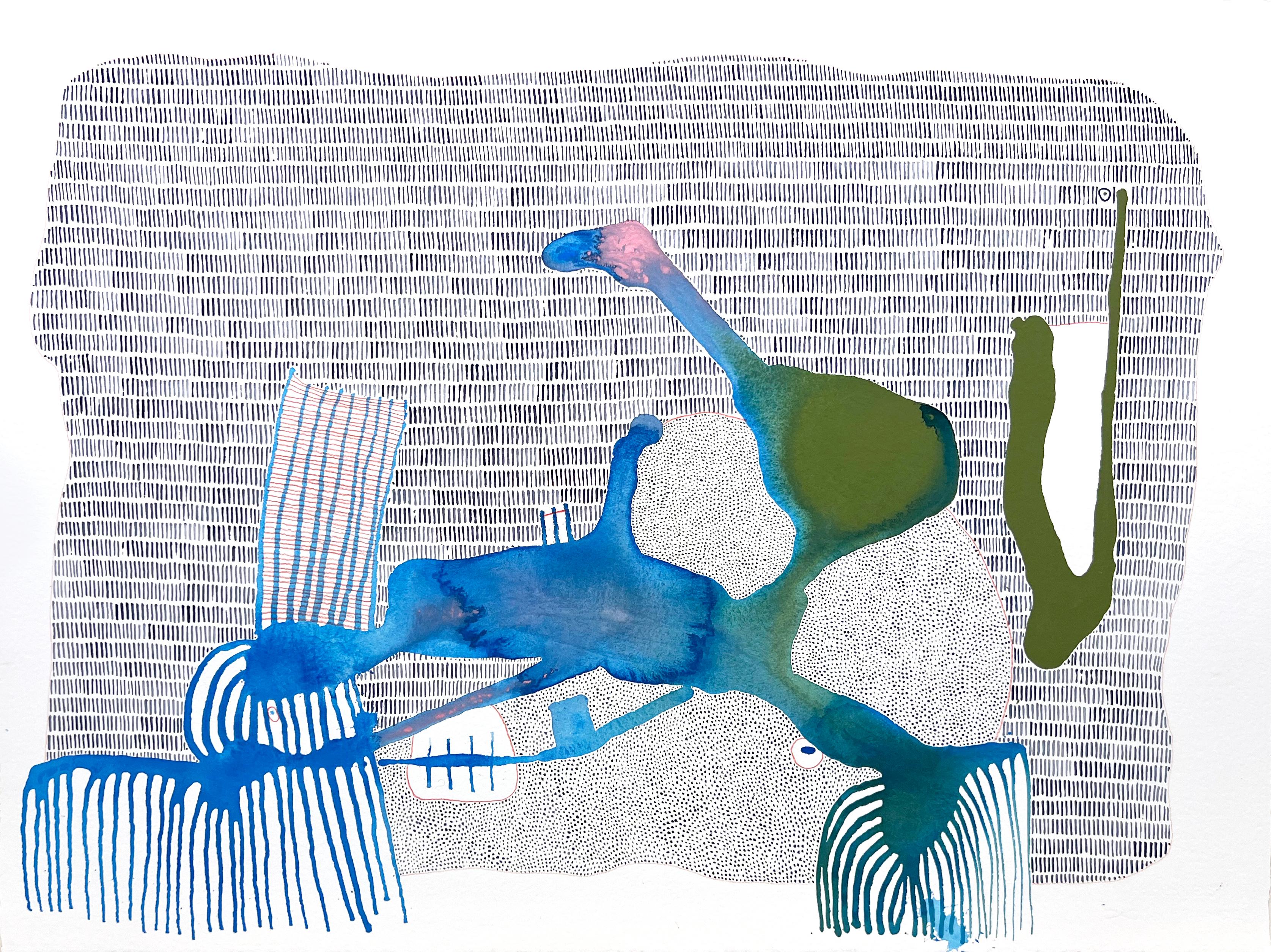 "Bells and Whistles" 2024 ink and colored pencil on paper