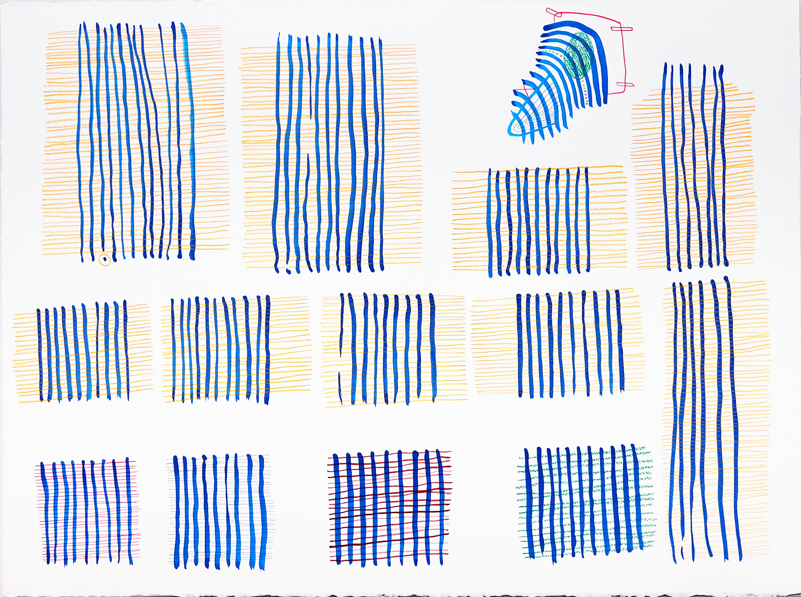 Maeve D'Arcy Abstract Drawing – „Birthday Season“ 2024 Tusche und farbiger Bleistift auf Papier