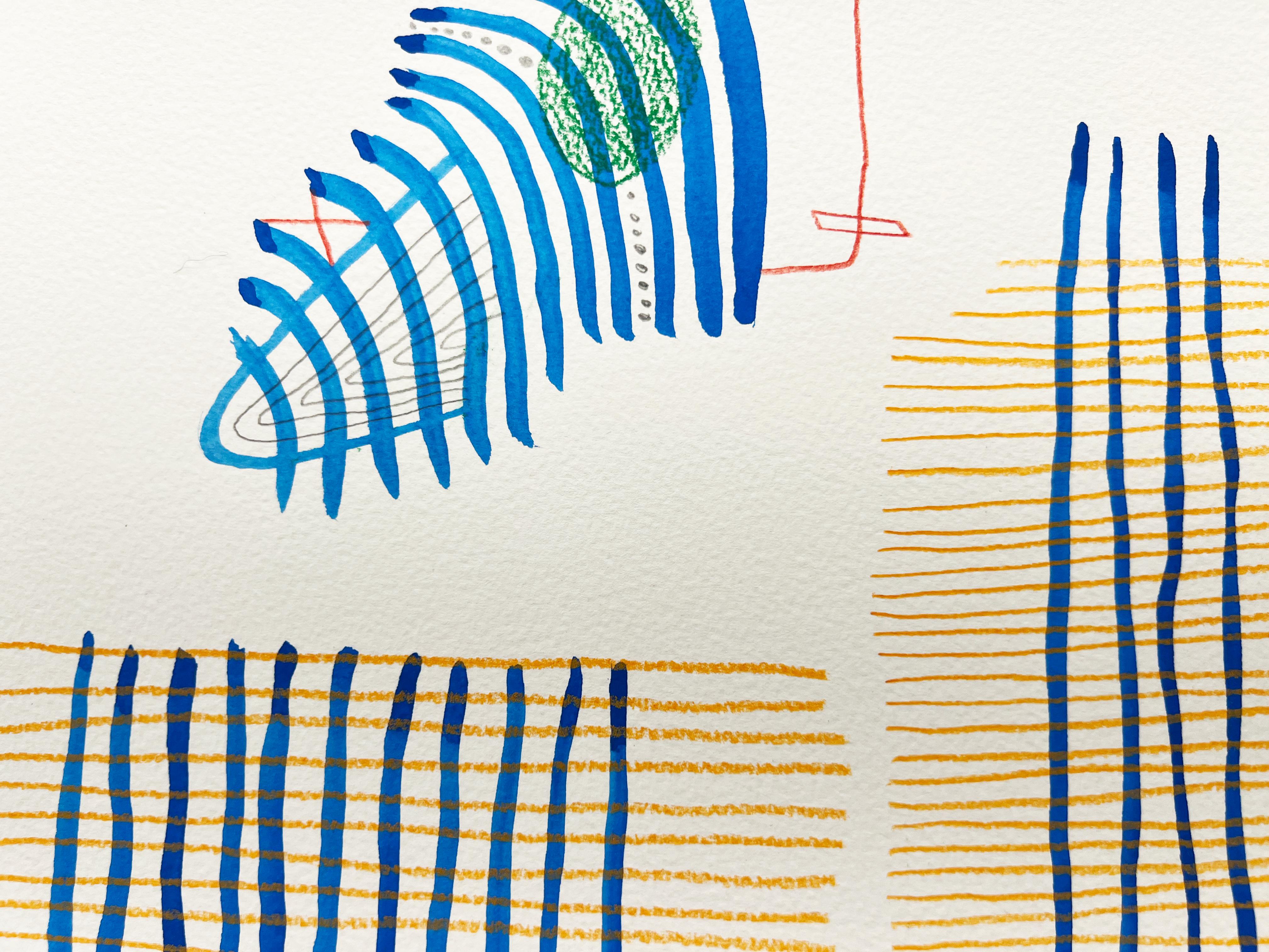 „Birthday Season“ 2024 Tusche und farbiger Bleistift auf Papier – Art von Maeve D'Arcy