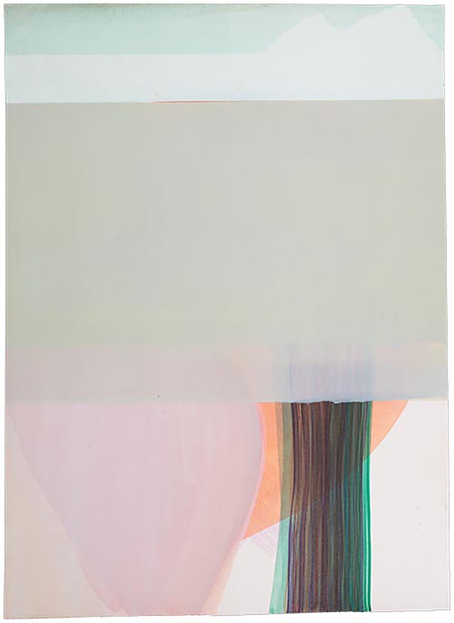 "sotto un cielo arancione 1" 2025 olio su carta 18 x 13 pollici.