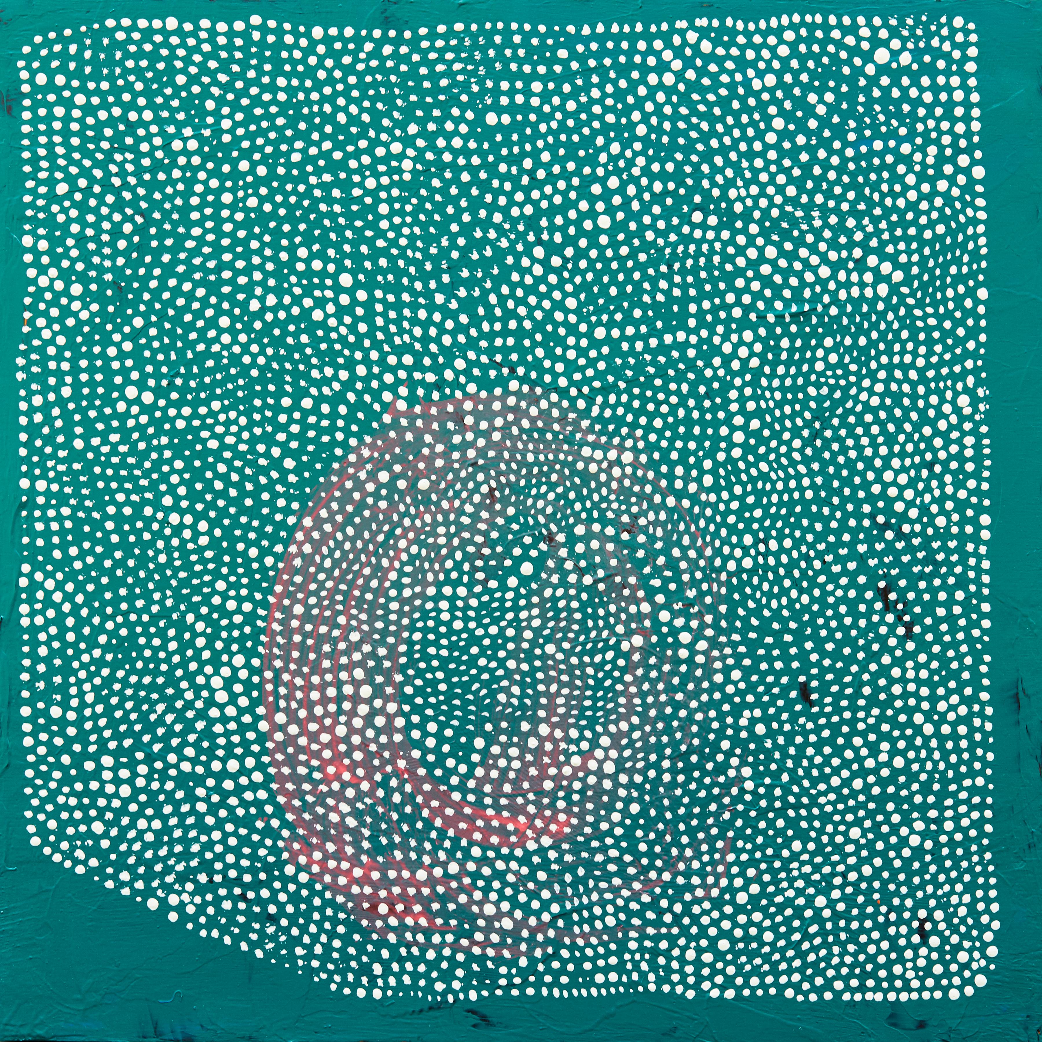 Maeve D'Arcy
Teeth Falling Out Dream, 2020
acrylic on panel
12 x 12 in.
(dar026)

This contemporary abstract painting on wood panel is composed dense white dots layered over turquoise and pink.  Available at Kathryn Markel Fine Arts.

"Borders,