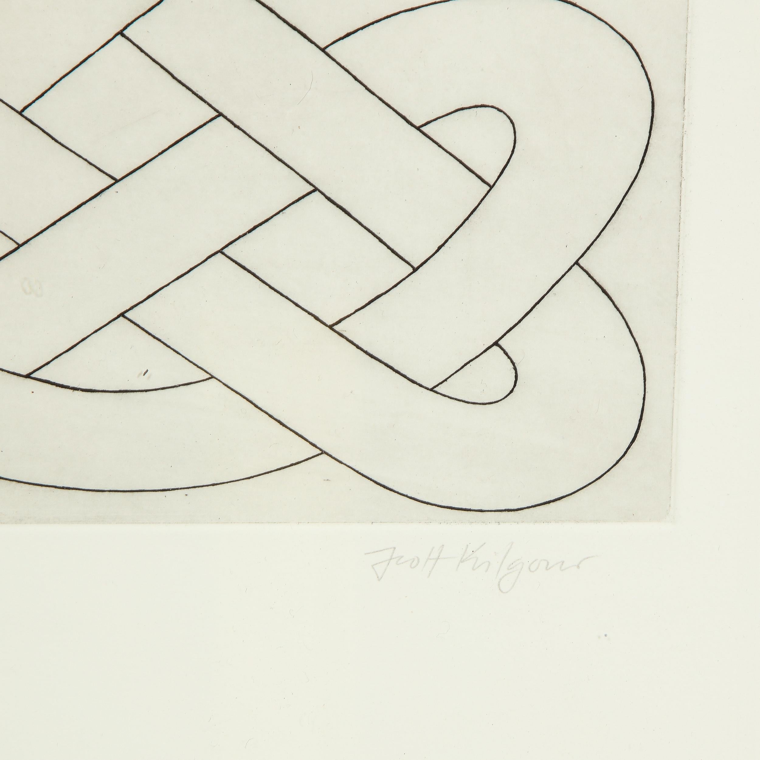 This stunning work was realized by the esteemed 20th century artist Scott Kilgour in the United States, circa 1990. It presents a celtic knot in black ink against a cream background. Perfect in its simplicity, this work would be a winning addition