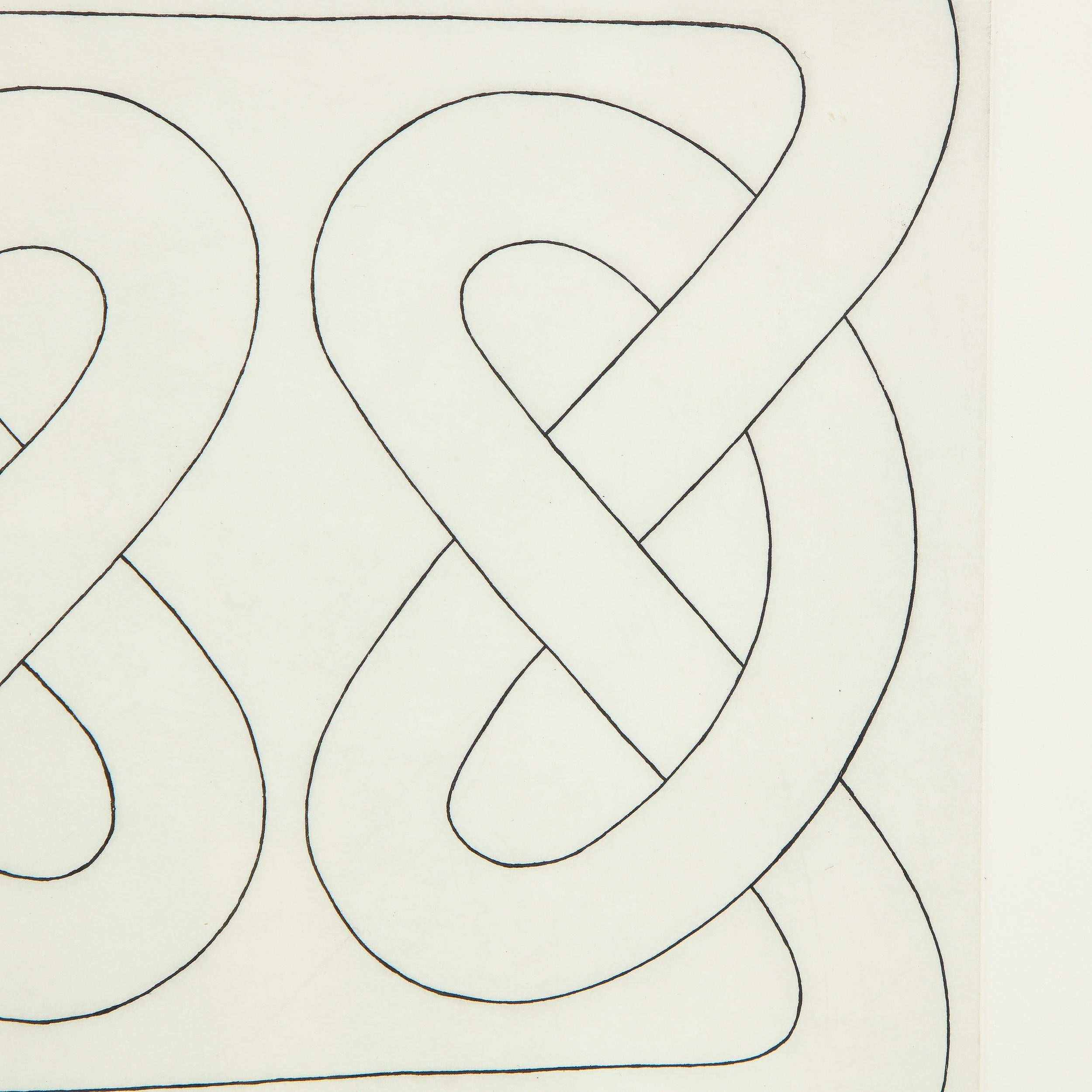 This stunning work was realized by the esteemed 20th century artist Scott Kilgour in the United States, circa 1990. It presents a celtic knot in black ink against a cream background. Perfect in its simplicity, this work would be a winning addition