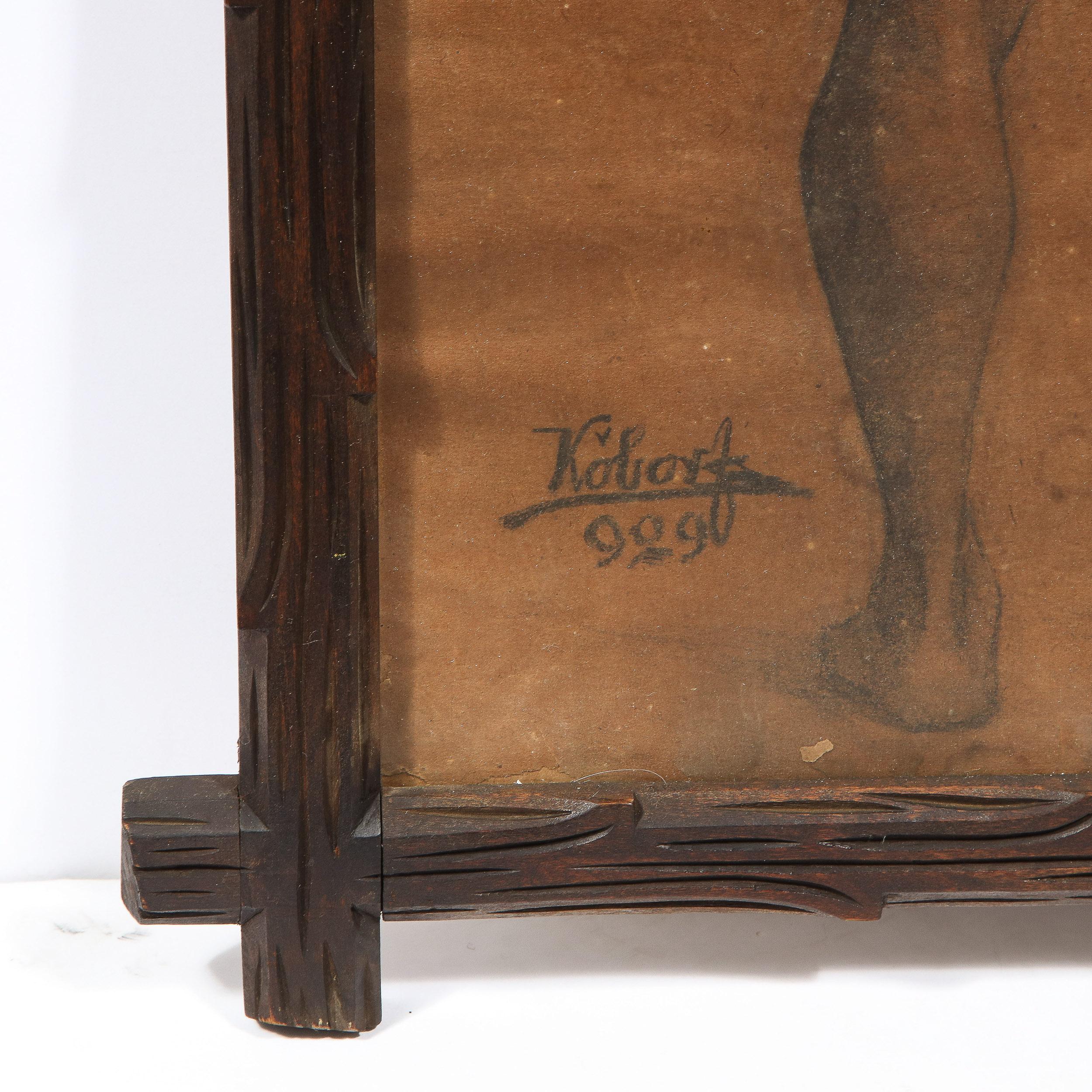 Untitled Nude Male Diptych, Kohle/Graphit auf Pergament von Henrik Kóbor  im Angebot 3