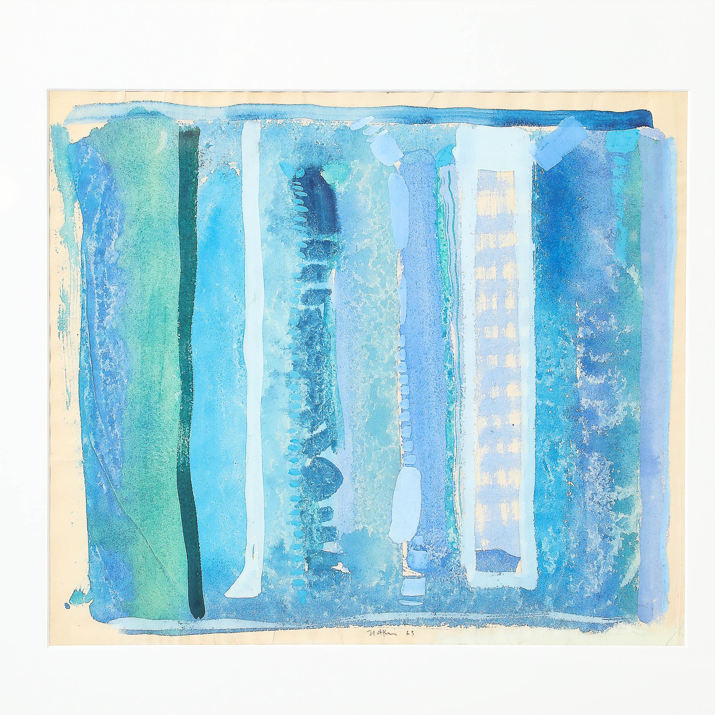Modernistisches Aquarell- und Gouache-Gemälde von Robert Natkin aus der Mitte des Jahrhunderts im Angebot 1