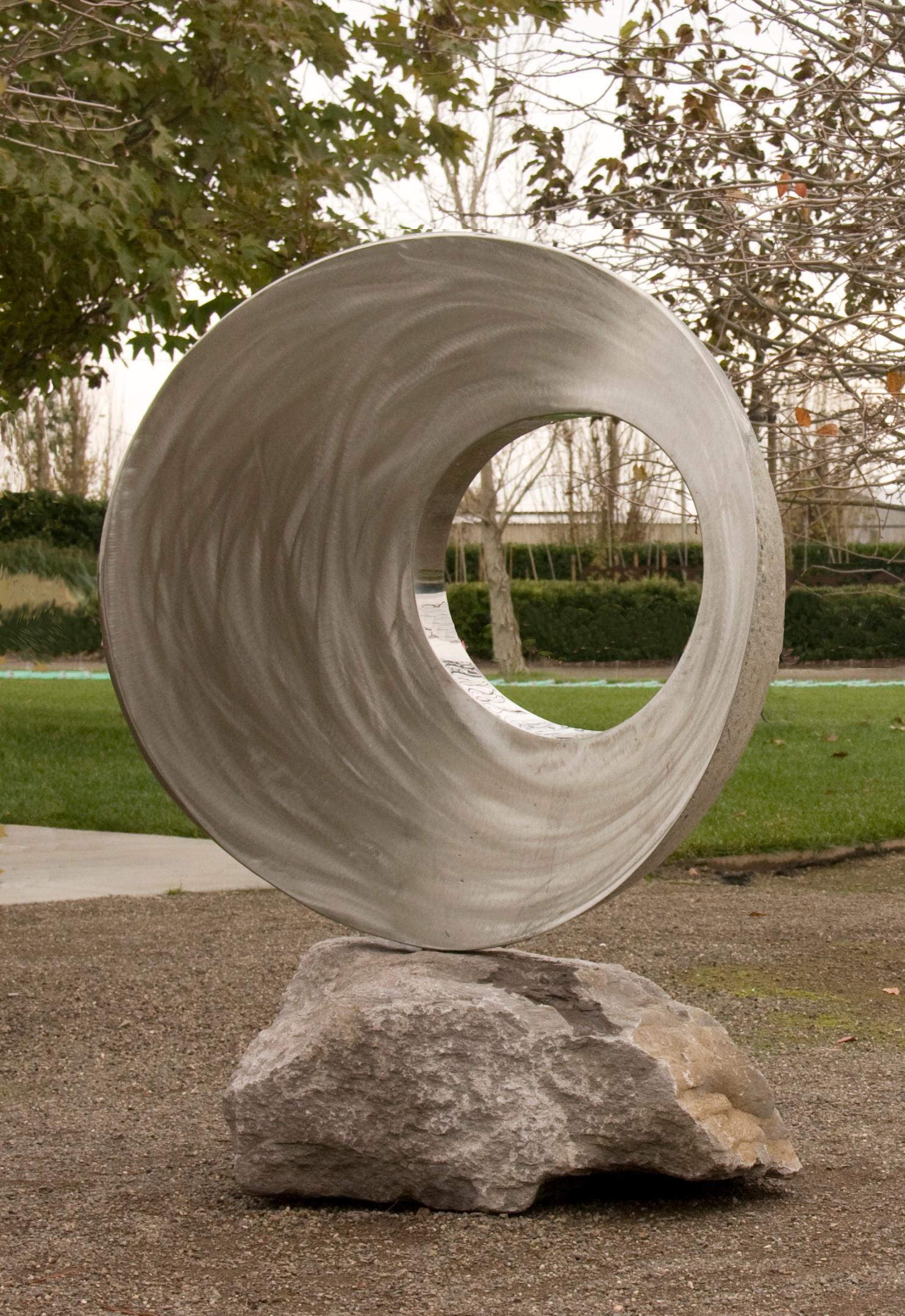 Re-Invention in Stainless Steel -interactive minimalist sculpture by Ivan McLean For Sale 3