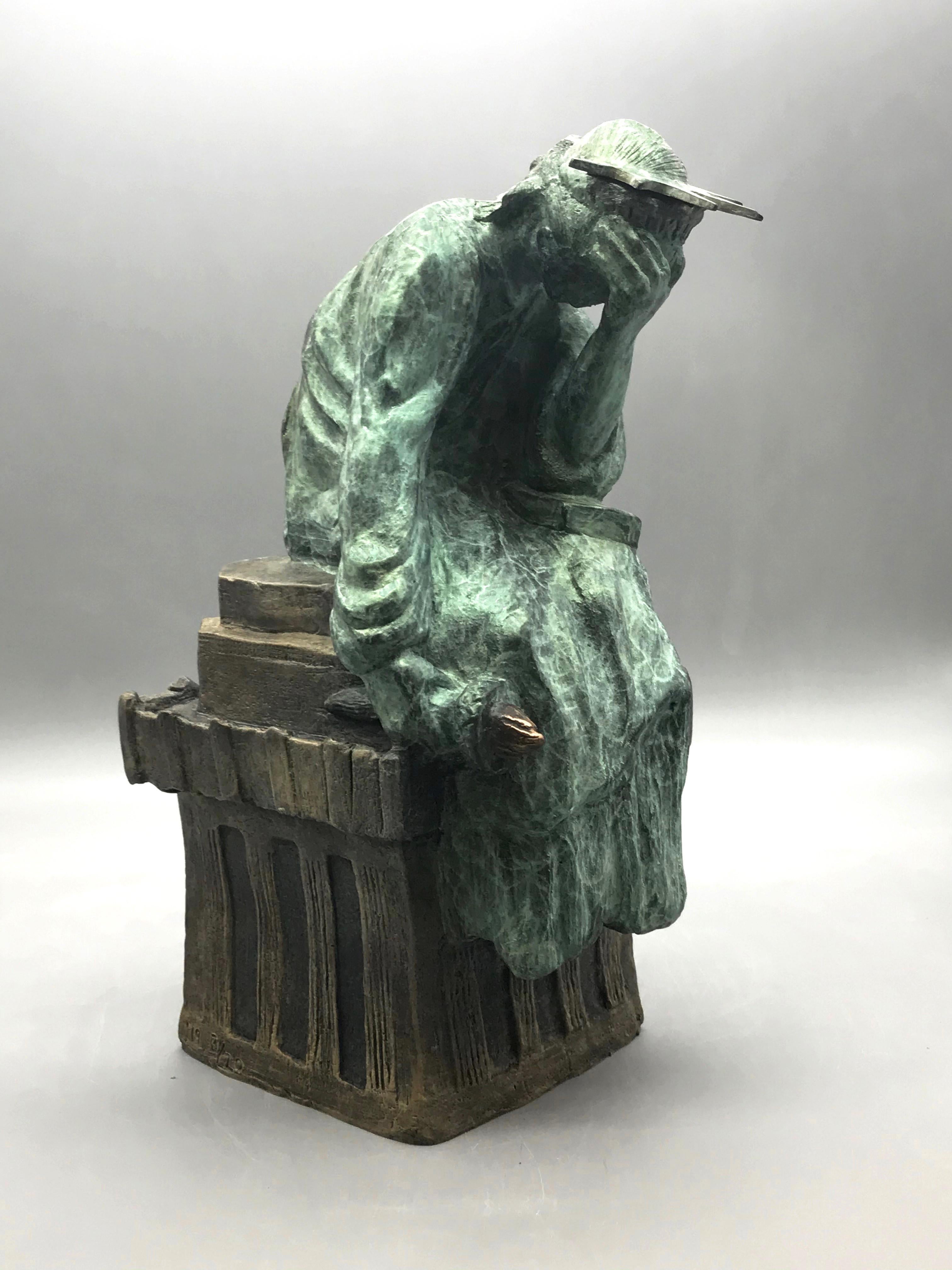 Judy Bolef Miller Figurative Sculpture - "Liberty and Justice" a humorous sculptural take on the Statue of Liberty