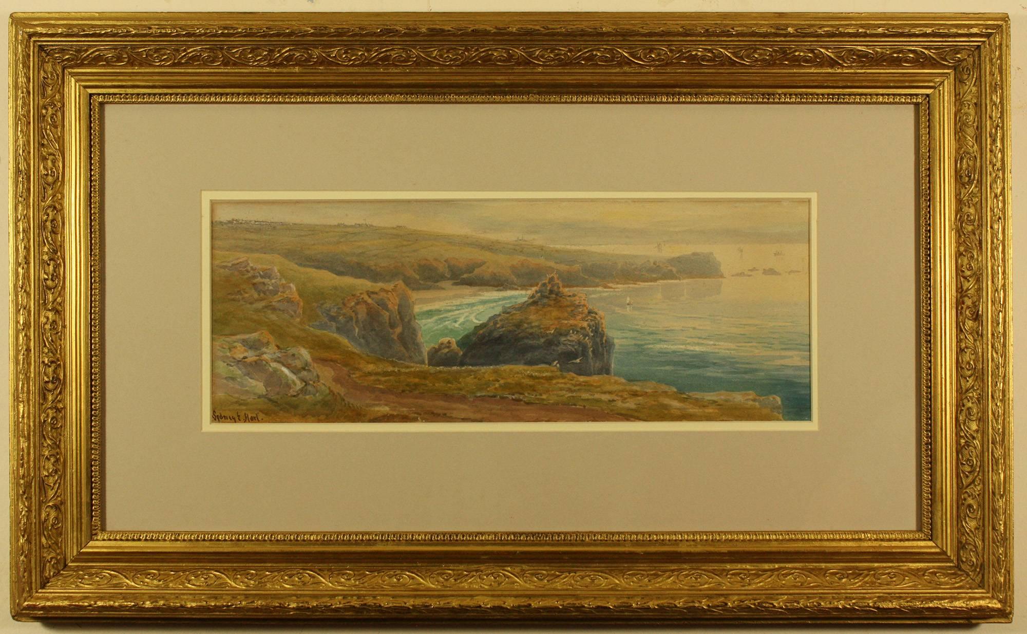 Sydney Ernest Hart Landscape Art - Lion Rock and The Lizard Point from Holestrow by Sydney E Hart