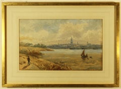 Antique Antwerp from the other bank of the Scheldt River by Claude Montague Hart 