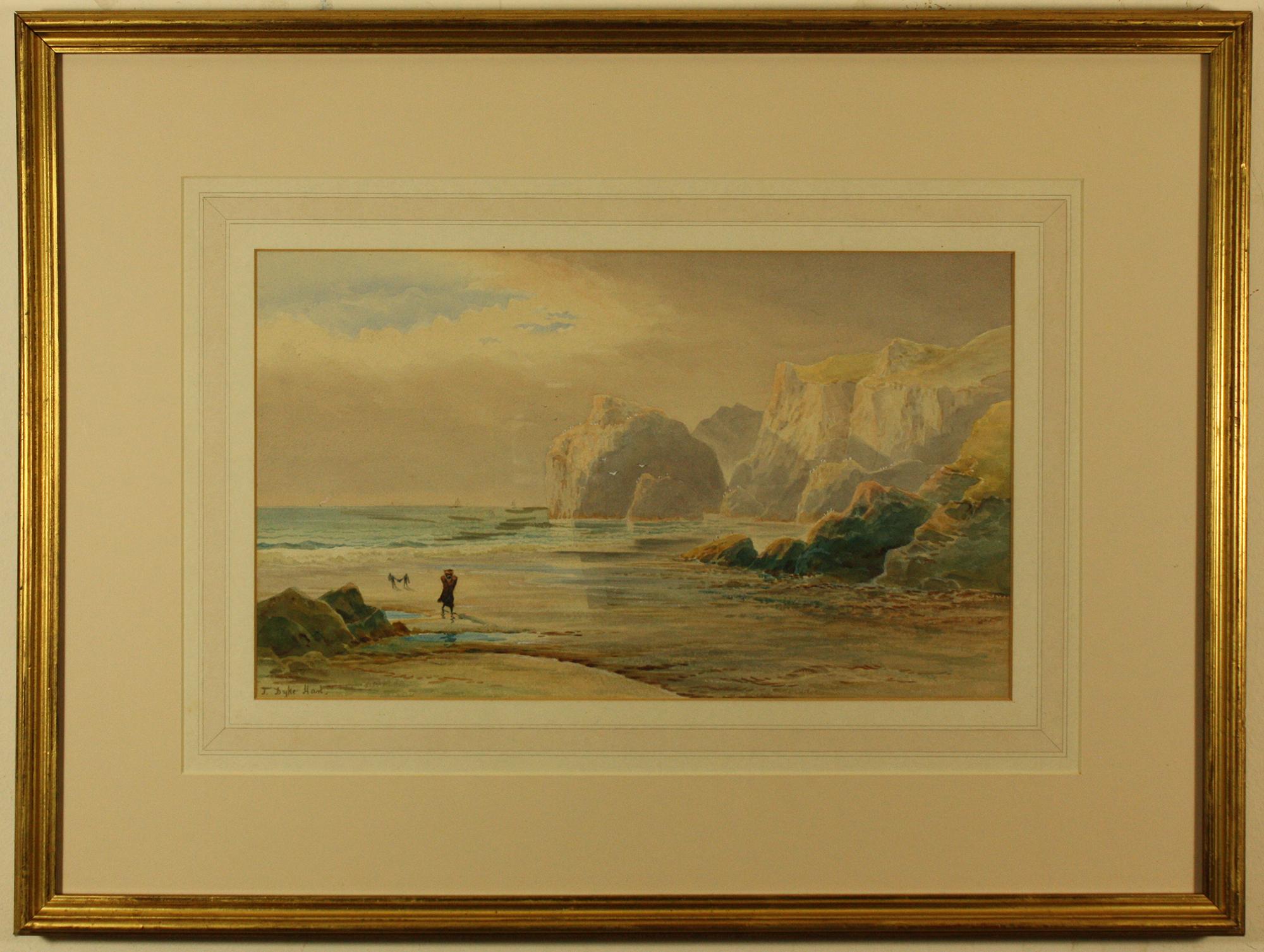 Lion Rock and Enys Vean from Pentreath Beach by Tracey Dyke Hart 
Watercolour
Image Size  8 ins by 14.5 ins
Overall Frame Size  17.75 ins by 23.75 ins

Tracey Douglas ( Dyke ) Hart born 1870 The Lizard, Cornwall Died 1930	Vancouver, British