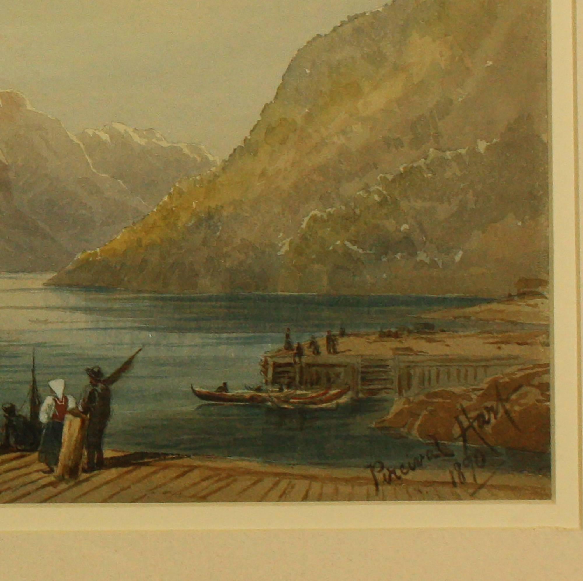 Boat on the Hardanger Fjord at Odda, Norway by Horace Percival Hart  For Sale 2