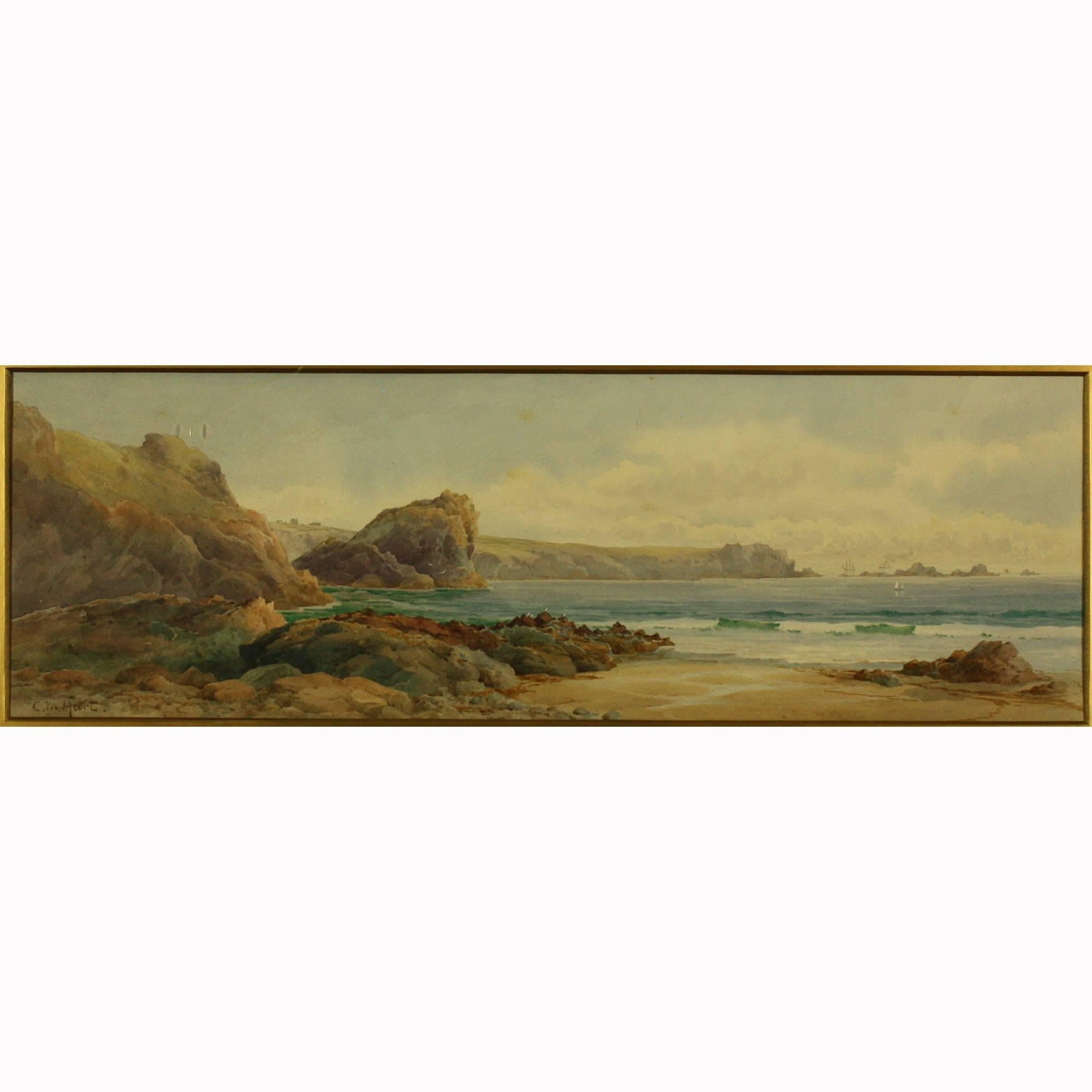 Lion Rock and the Lizard Point from Kynance Cove by Claude Montague Hart  For Sale 1