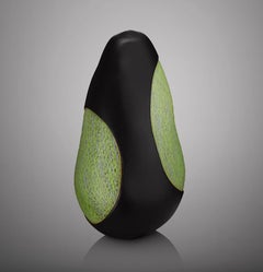 Introverre Black and Green Carved Vessel