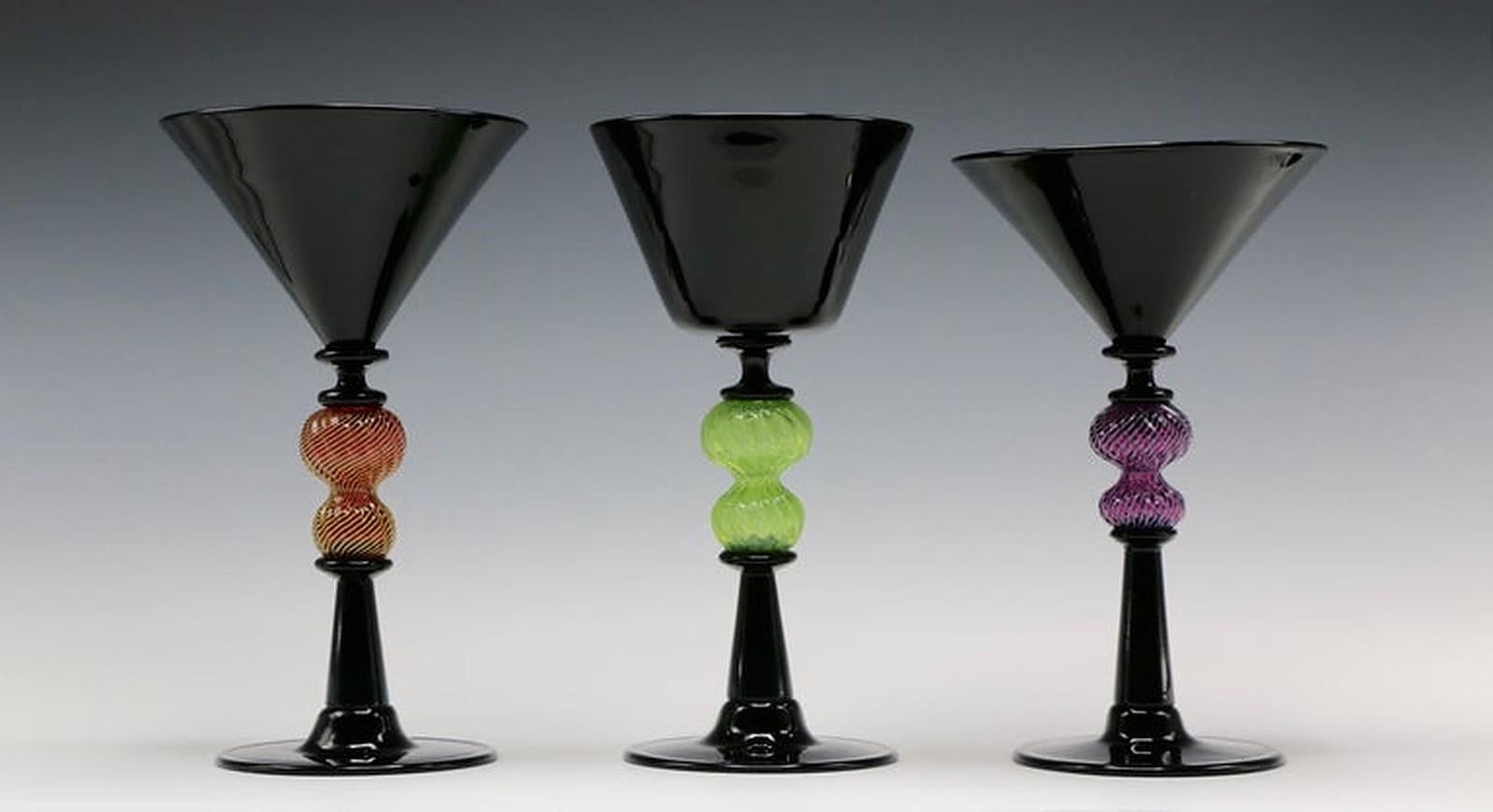 Black Goblet with Green Stem - Contemporary Art by Joshua Bernbaum
