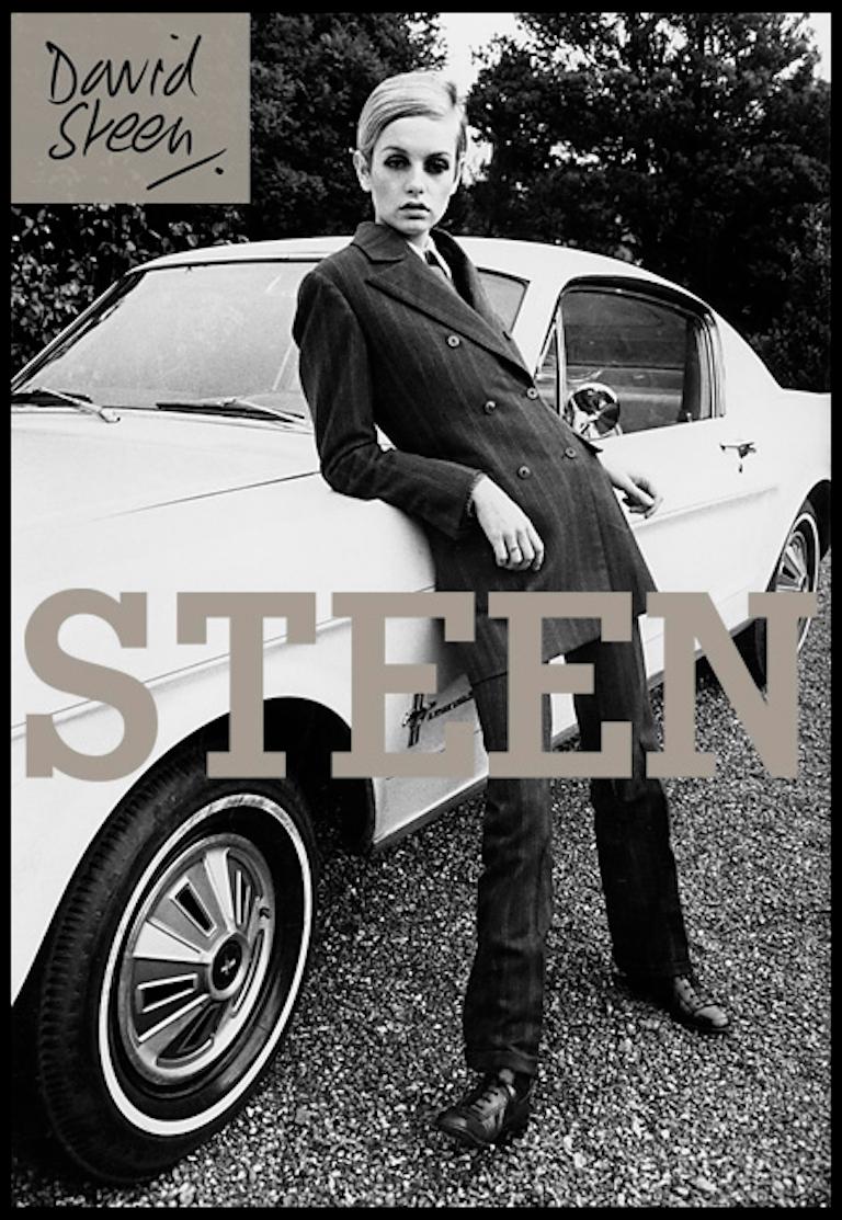 David Steen Black and White Photograph - TWIGGY WITH HER MUSTANG FASTBACK, SURREY, 1967. - Portrait, Black & White Photo