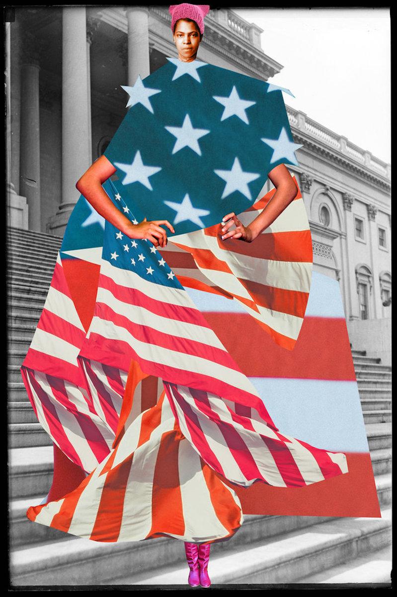 Johanna Goodman Portrait Print - Plate No. 158, The Women's March on Washington 2017 (Abstract, Collage)