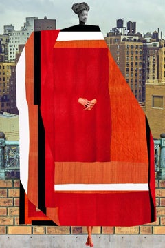 Plate No. 197 (Abstract, Collage, Red, High Rises)