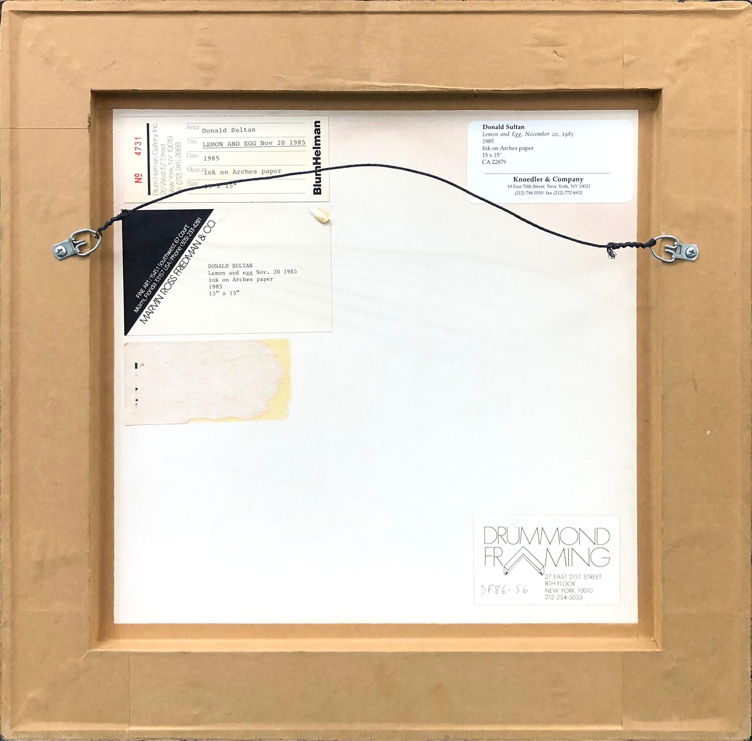Limón y huevo, 20 de noviembre de 1985 (dibujo original sobre papel) - Print Arte pop de Donald Sultan