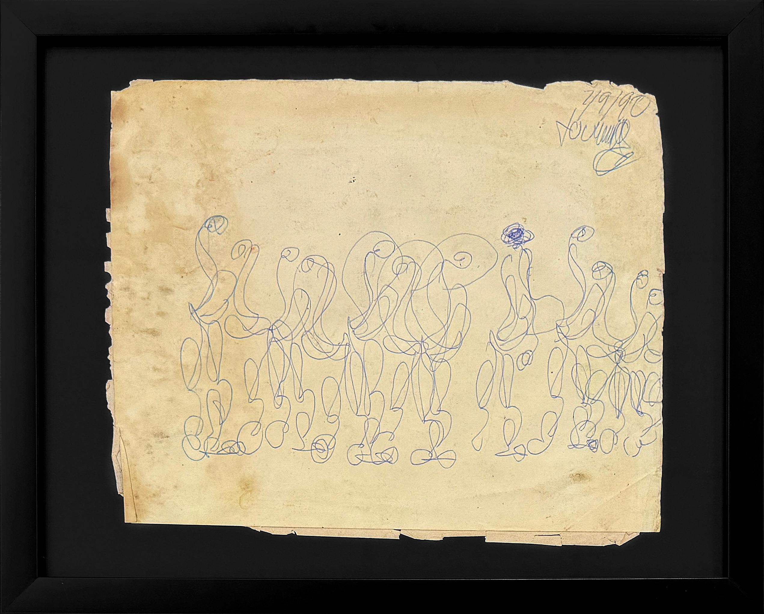 Procession of Marchers (framed original drawing on paper)