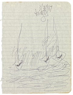 Vessels of Freedom, Original Drawing on Paper, Signed, 15.25 x 12.25 in