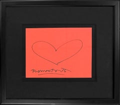 Heart, Original Drawing, Hand Signed, Dedicated on Verso, Pop Art, Framed