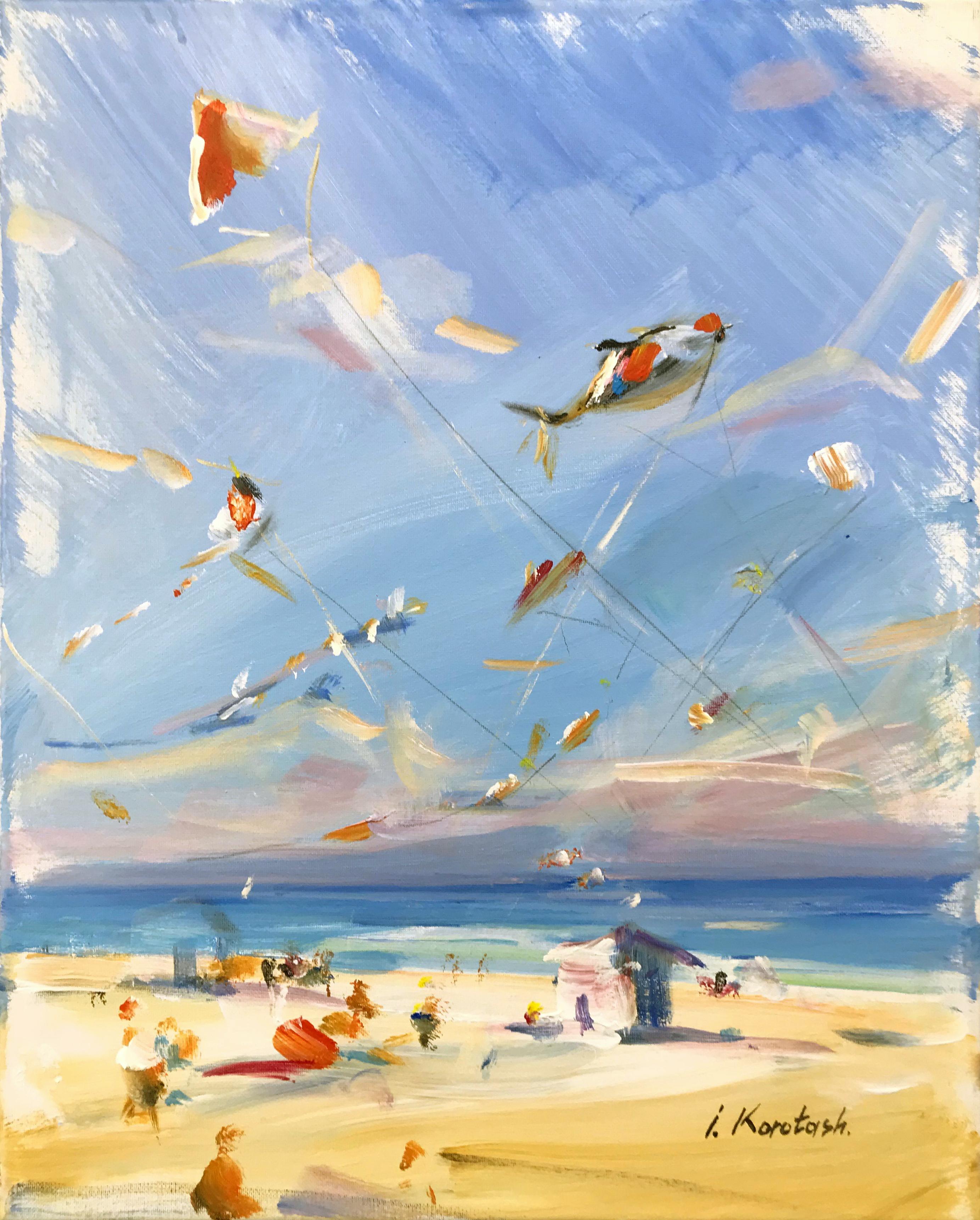 Igor Korotash Landscape Painting - SUMMER KITES I (MIAMI BEACH)