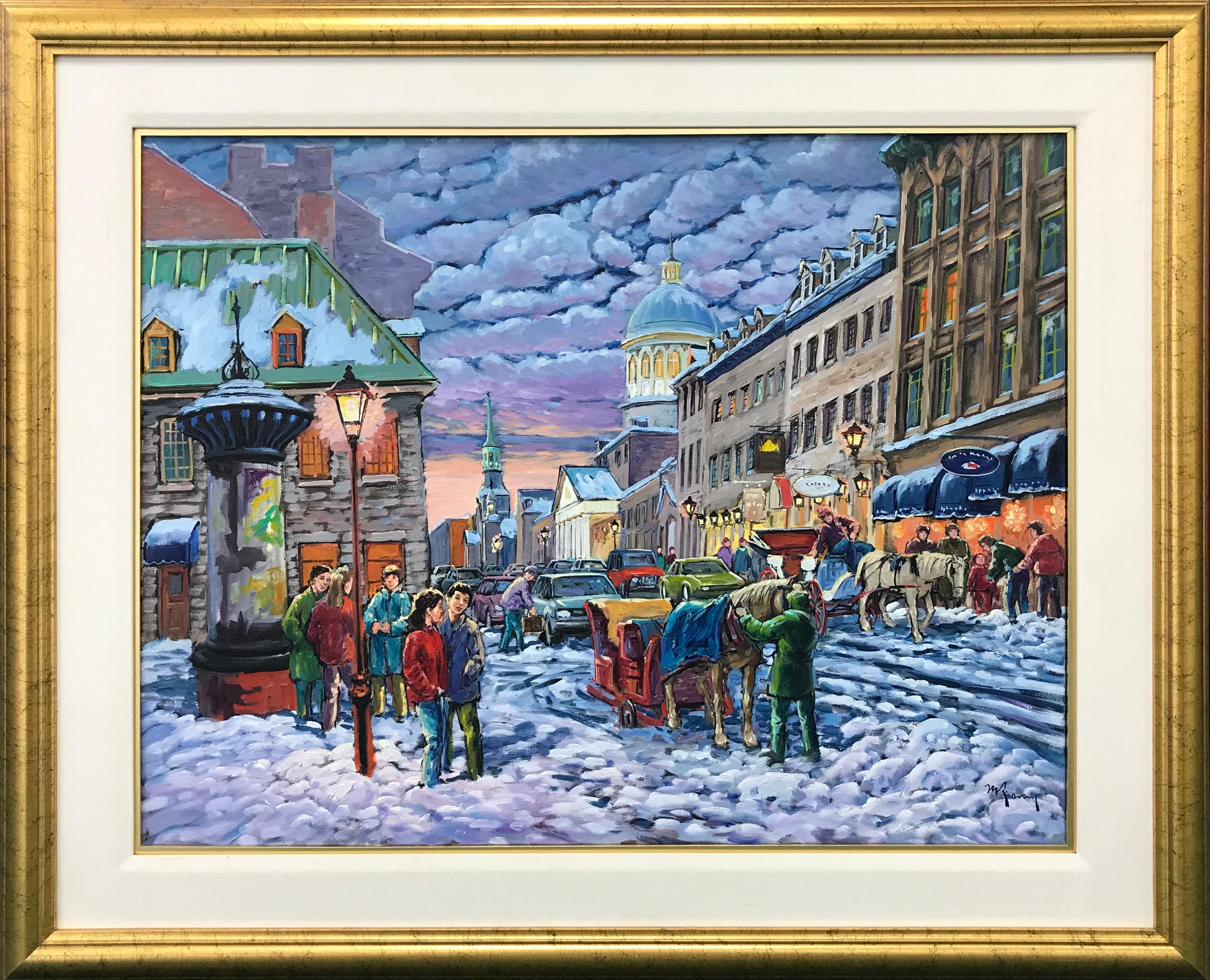 OLD MONTREAL - Painting by Marcel Ravary