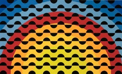 Sonnenaufgang Serigrafie auf Papier, abstrakter Stil, handsigniert, Auflage 50, 1990