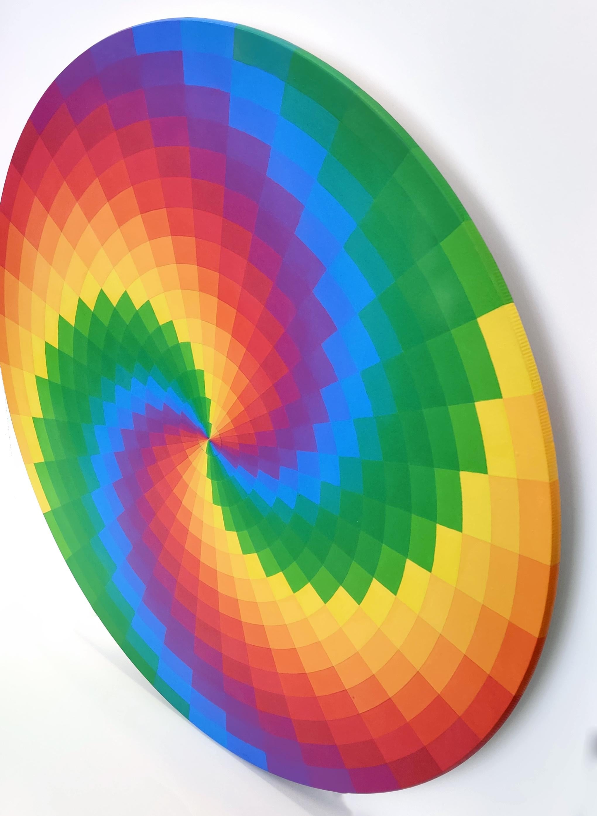 SPIRAL RAINBOW (CIRCULAR PAINTING ON WOOD) For Sale 1