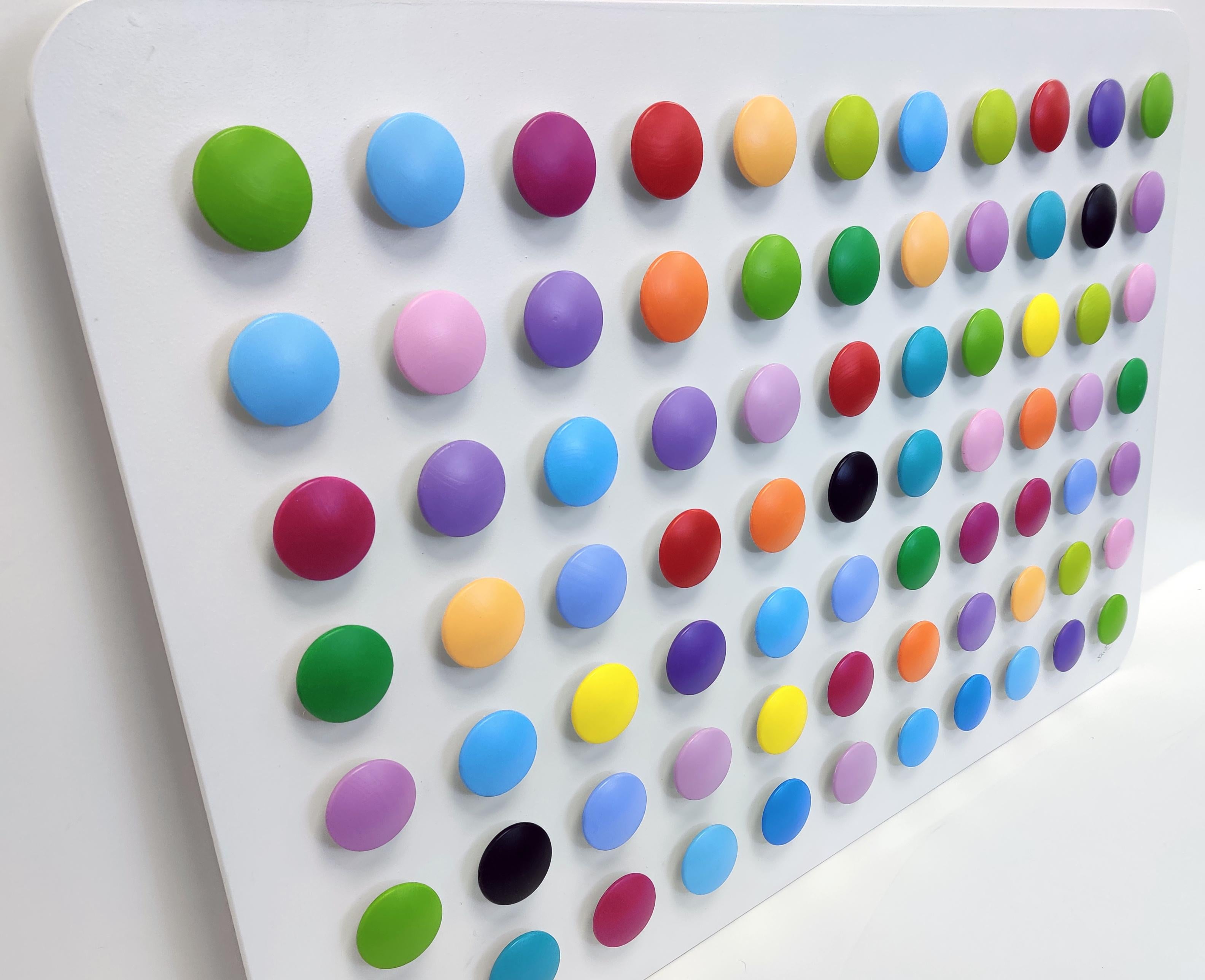 HOMAGE TO HIRST (DIMENSIONAL PIECES OF WOOD WITH MAGNETS) - Op Art Mixed Media Art by Stan Slutsky