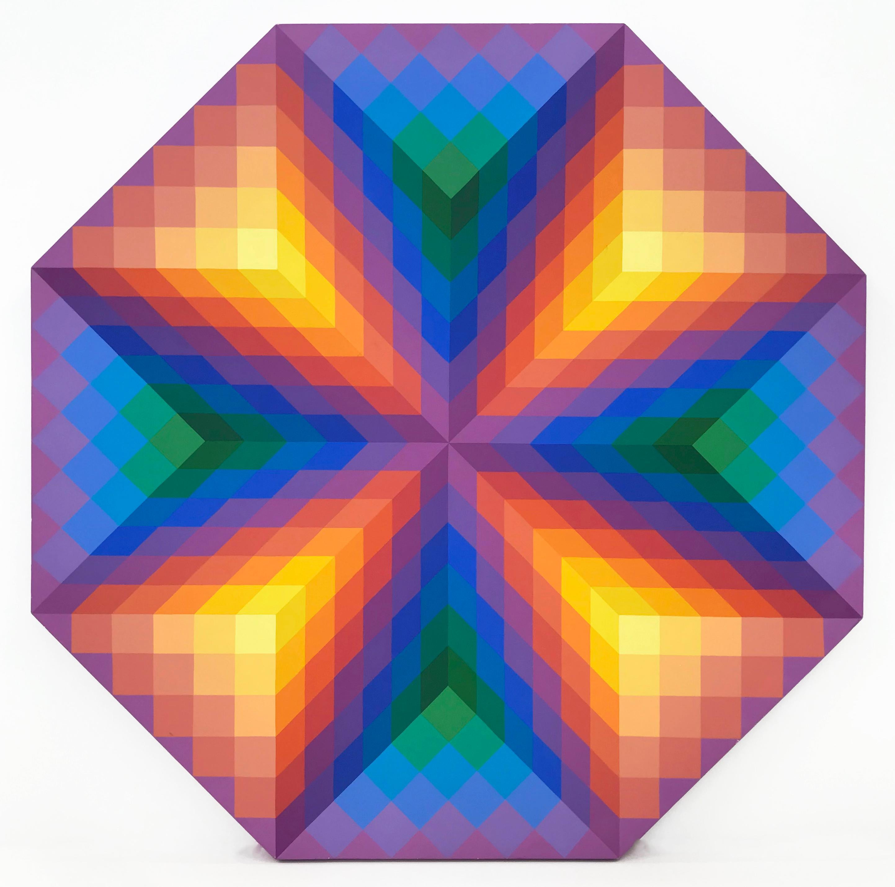 Stan Slutsky Abstract Painting - X (OCTAGON SHAPED)