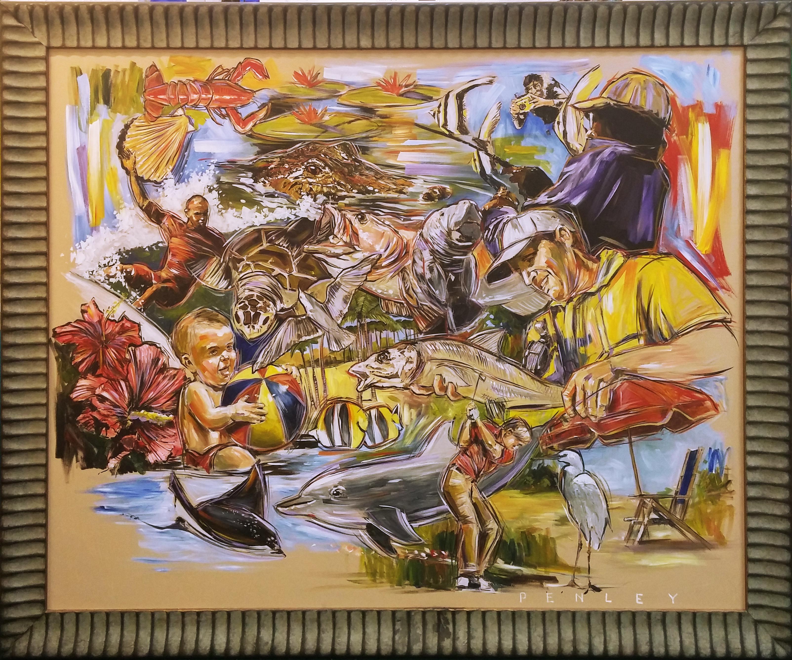 Steve Penley Animal Painting - UNTITLED (OUTDOOR ACTIVITIES)