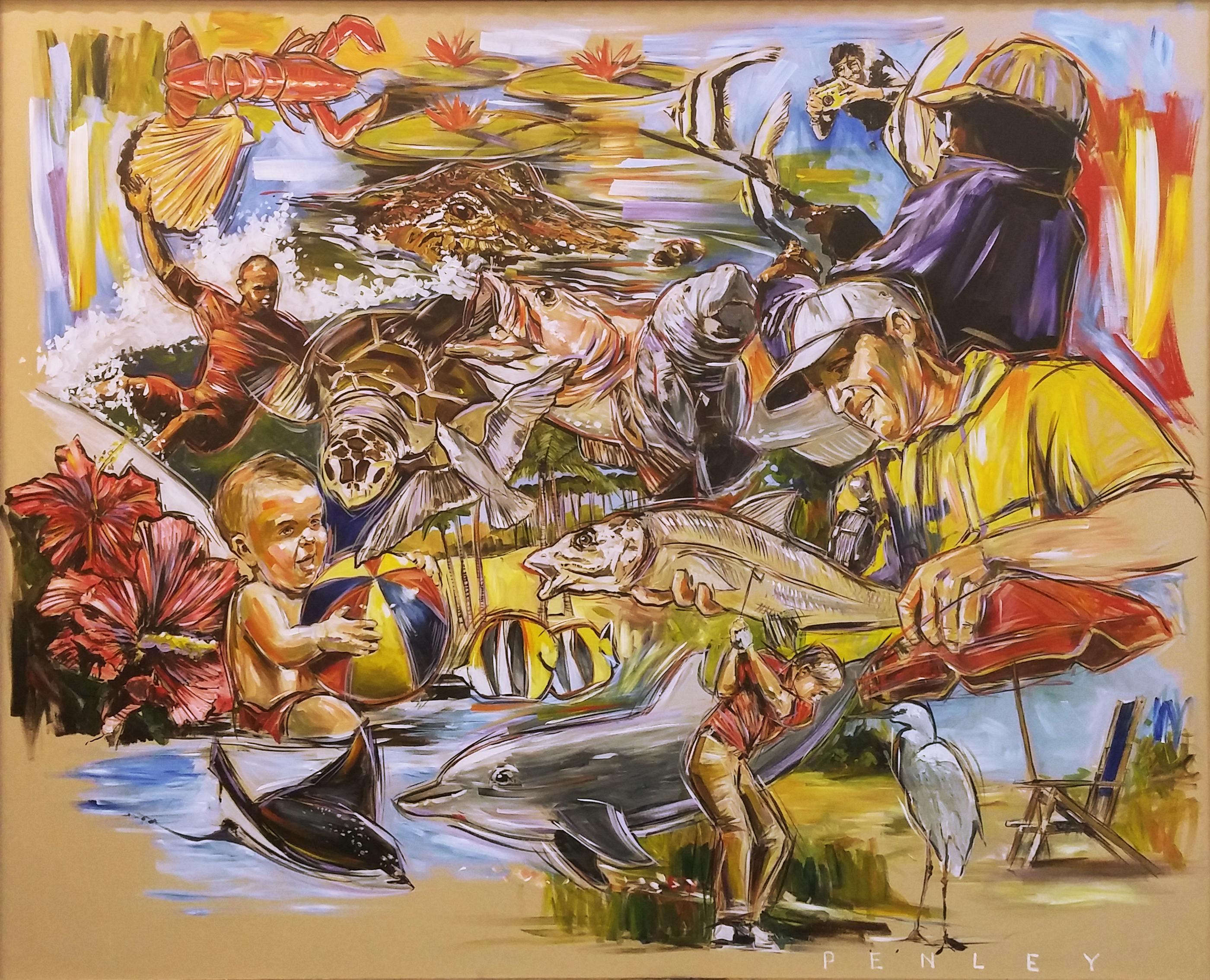 UNTITLED (OUTDOOR ACTIVITIES) - Painting by Steve Penley
