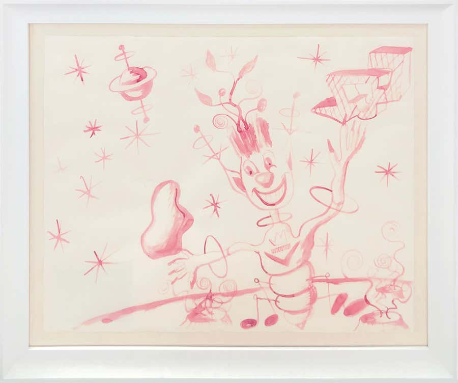 Captain Fun, Original Color Pencil Drawing, Hand Signed, Pop Art, 1983, Framed