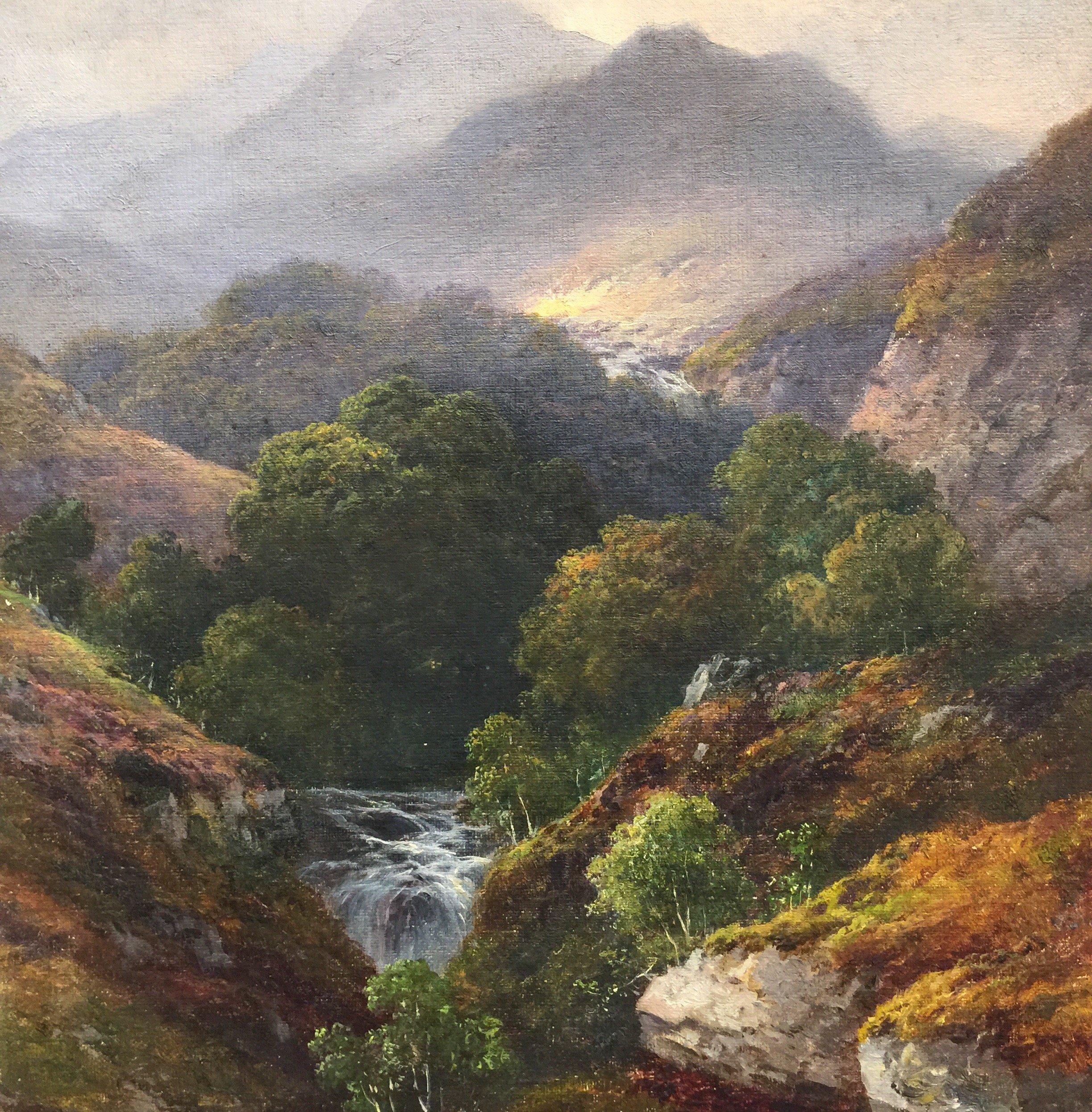 Highland Glen - Romantic Painting by Thomas J Banks