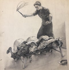 A Monochrome Watercolour Naughty Boys Circa 1920